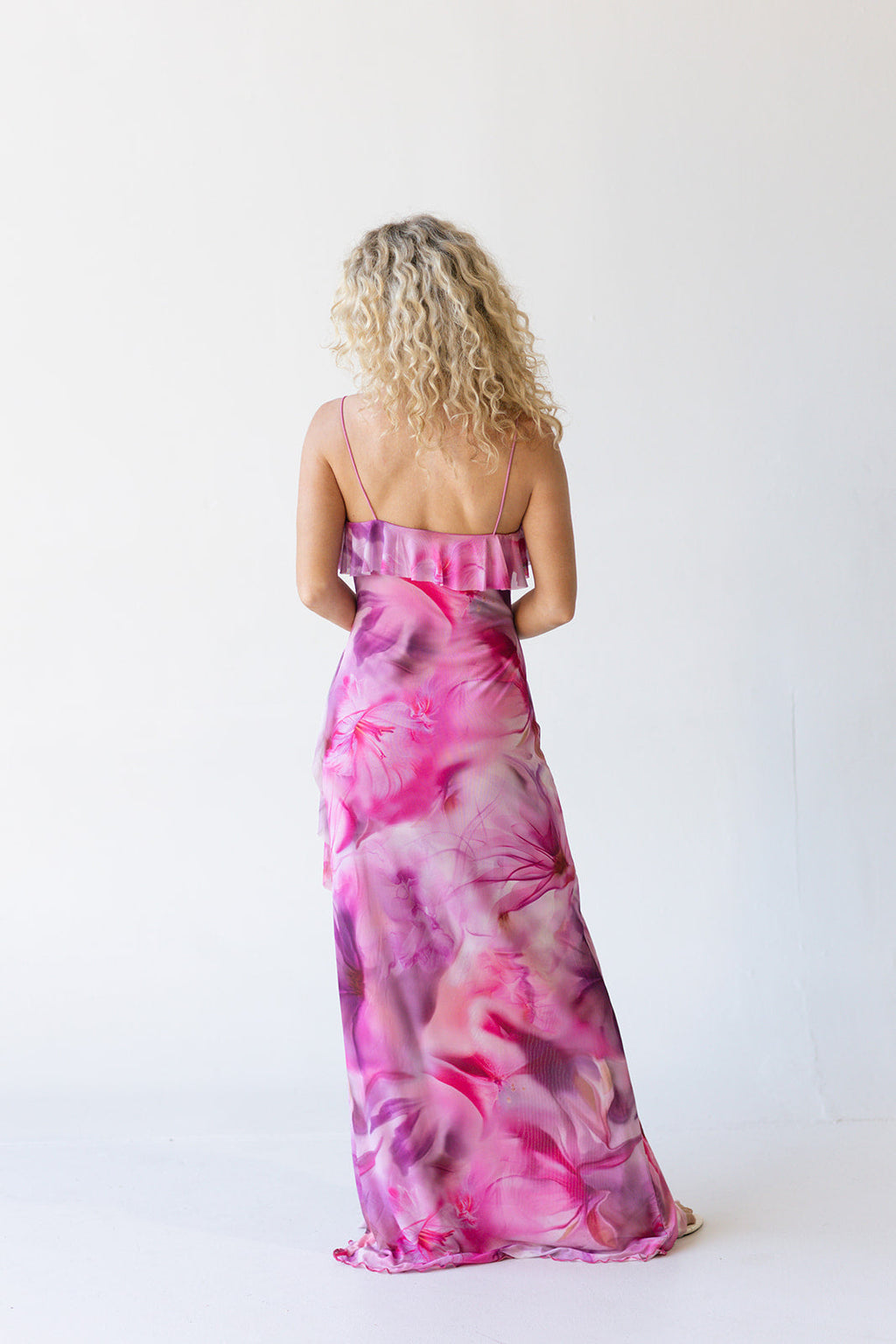 Macey Ruffled Midi Dress - Pink