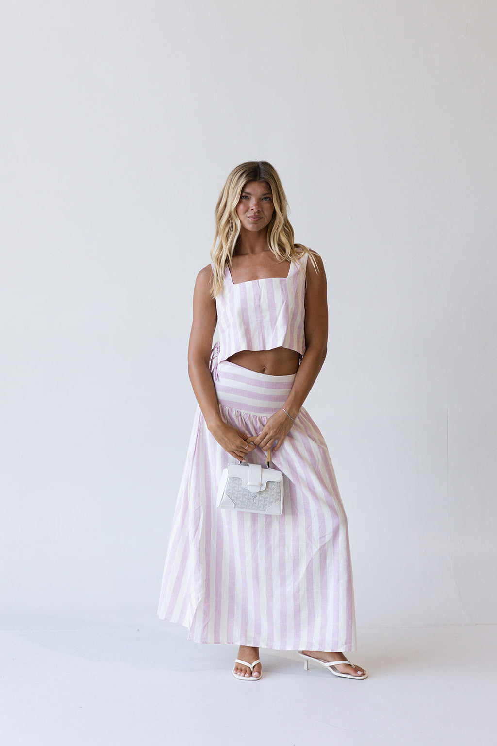 Verona Striped Top - Pink/Off White