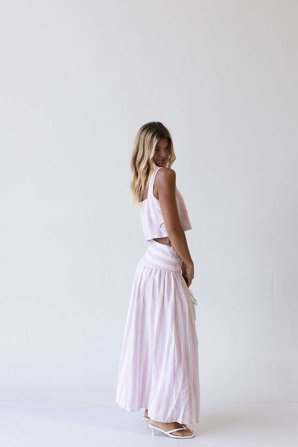 Verona Striped Top - Pink/Off White