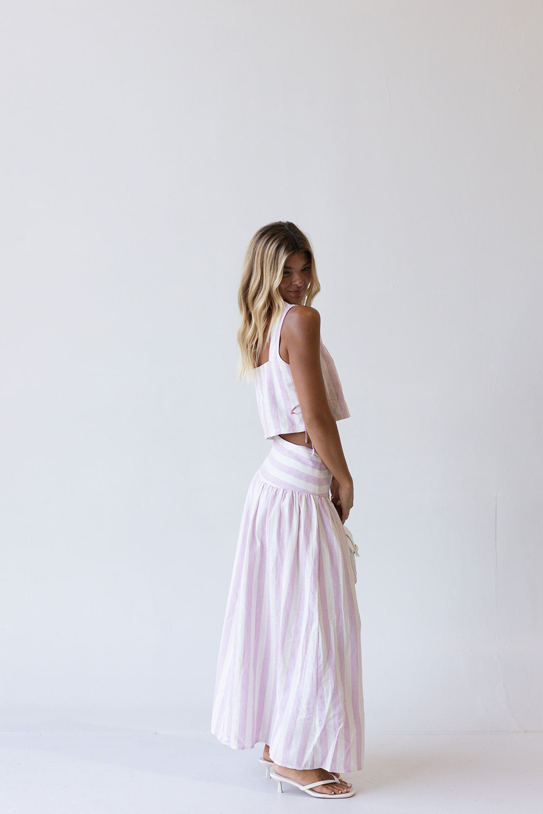 Verona Striped Top - Pink/Off White