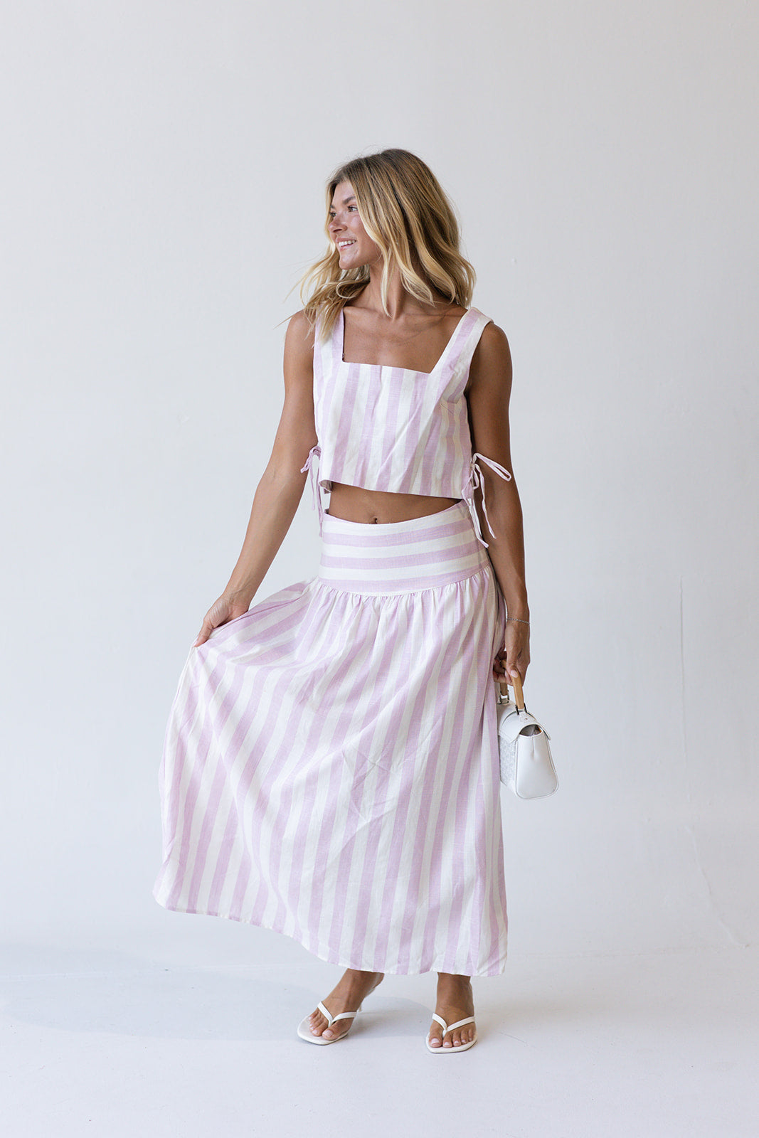 Verona Striped Top - Pink/Off White