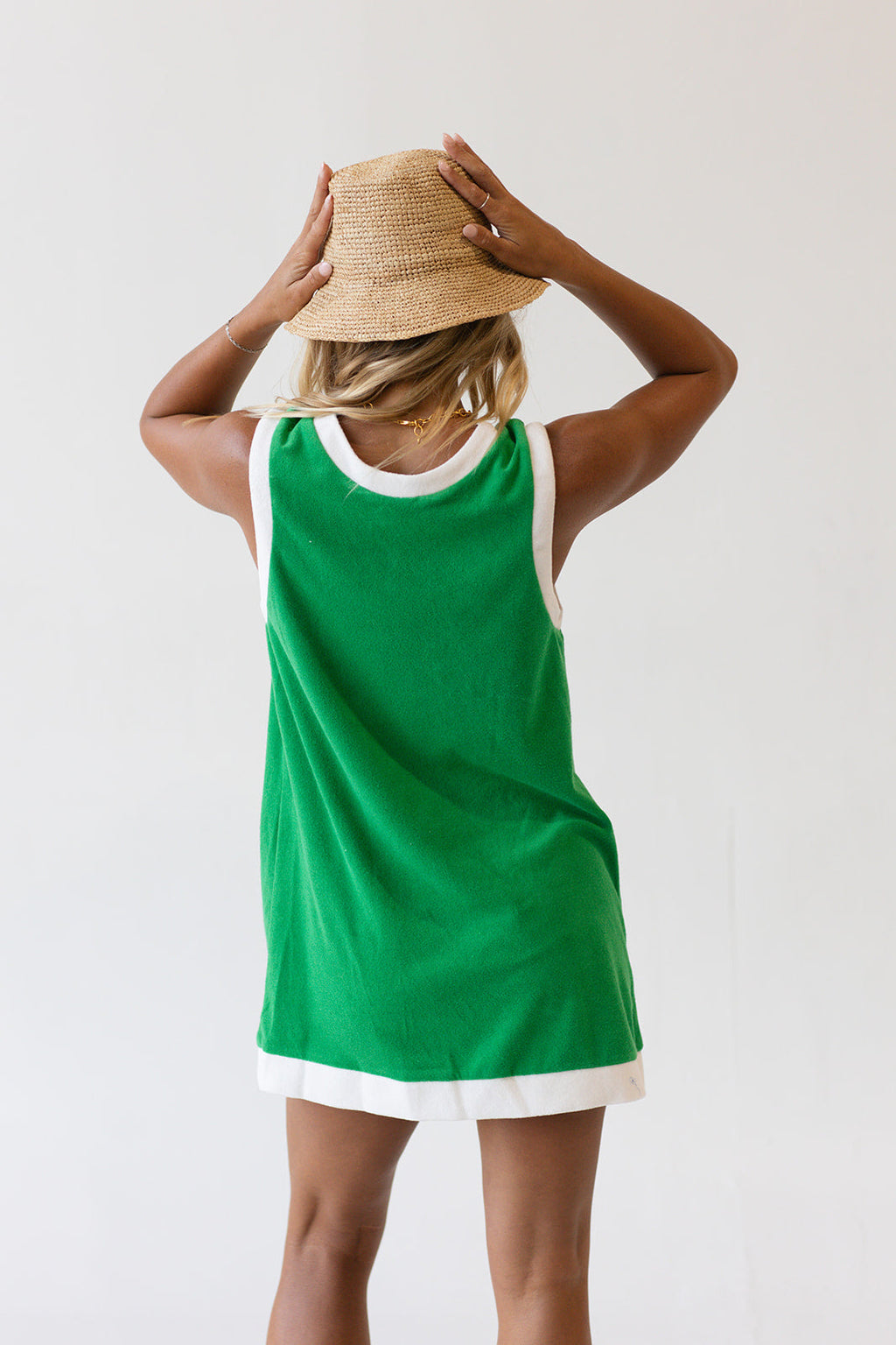 Lily Mini Dress - Green/Off White