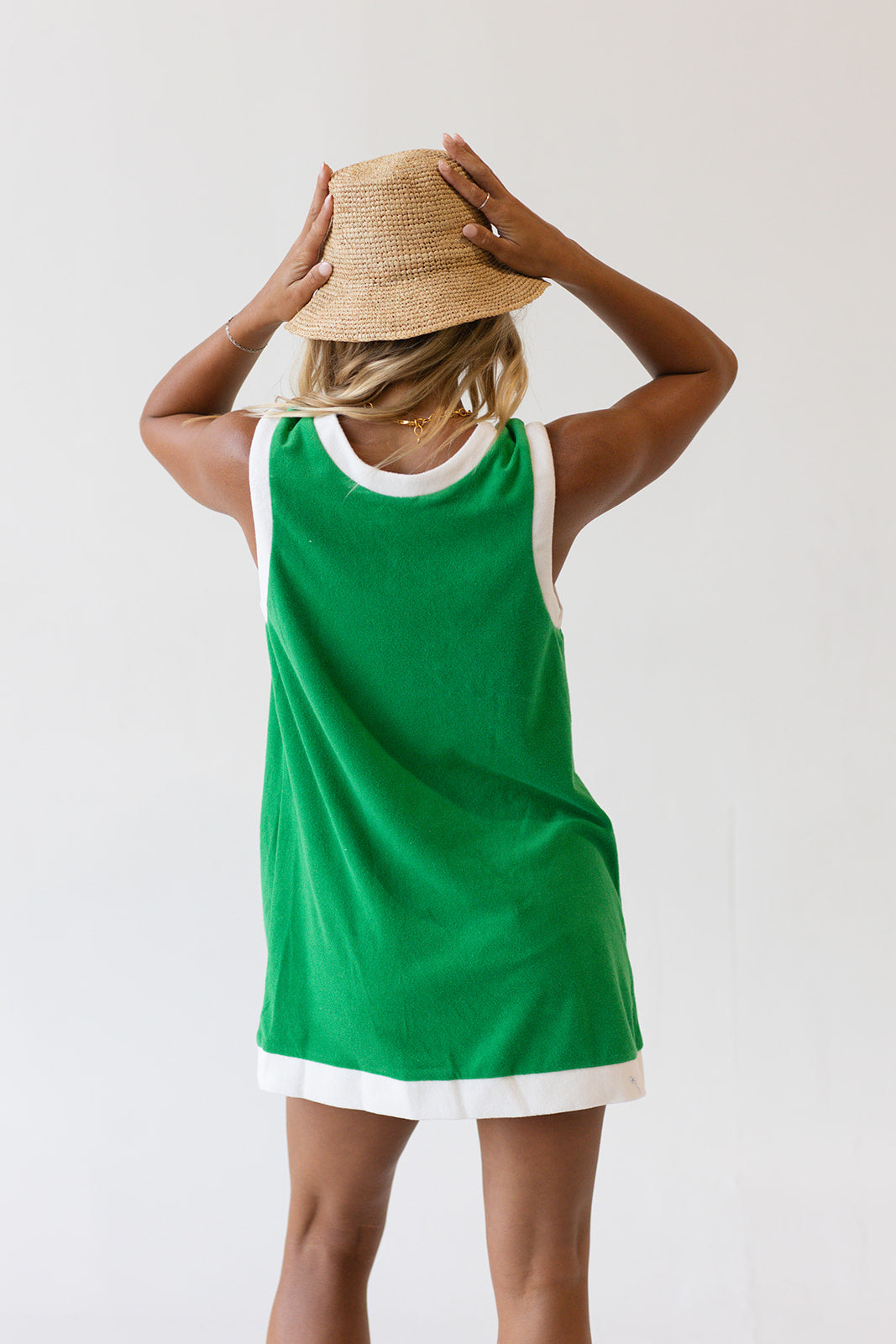 Lily Mini Dress - Green/Off White