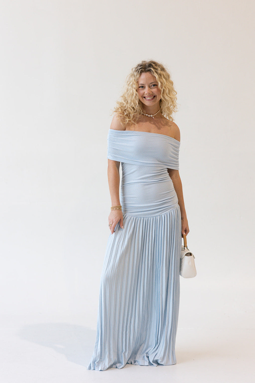 Sara Strapless Drop Waist Maxi Dress - Blue