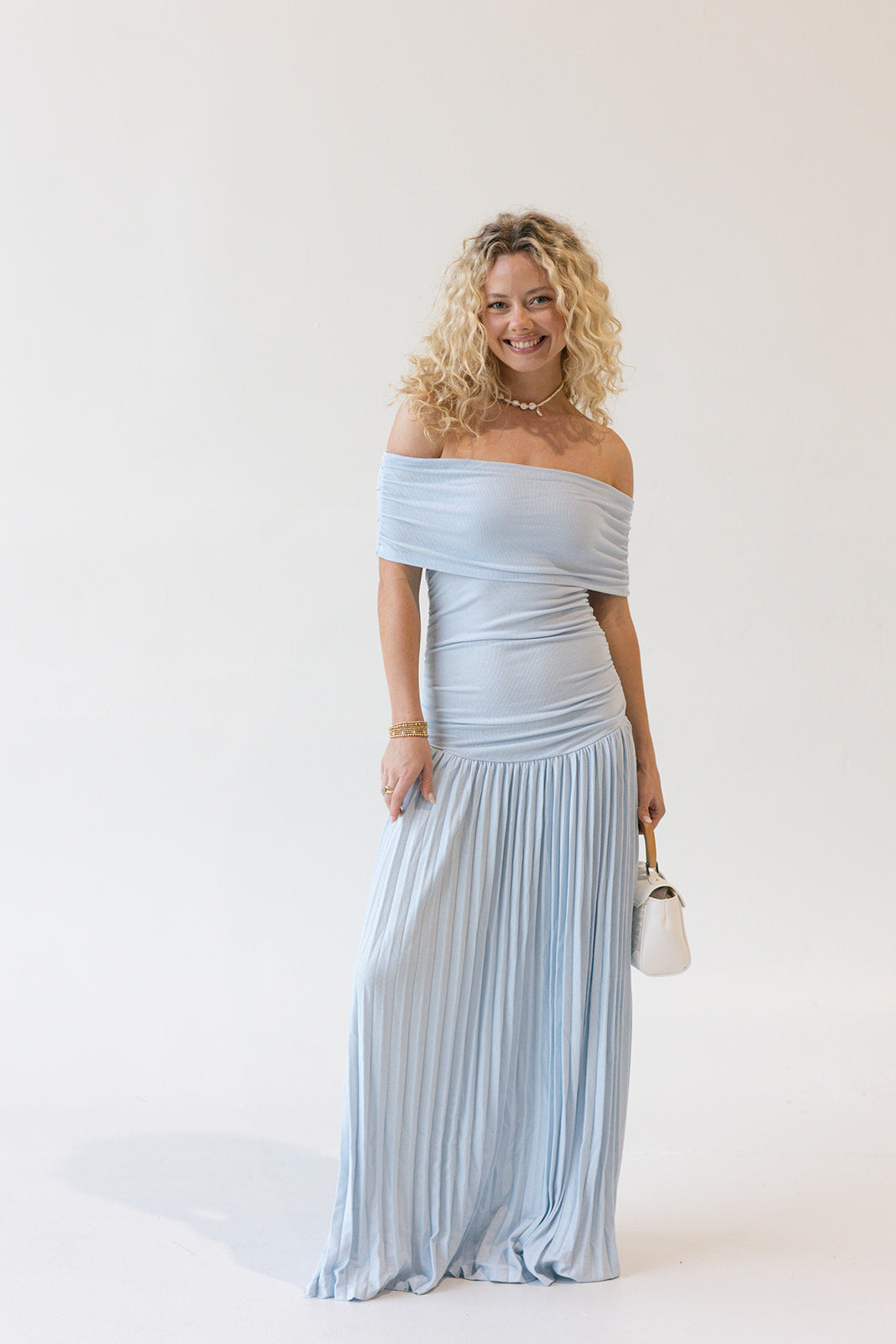 Sara Strapless Drop Waist Maxi Dress - Blue