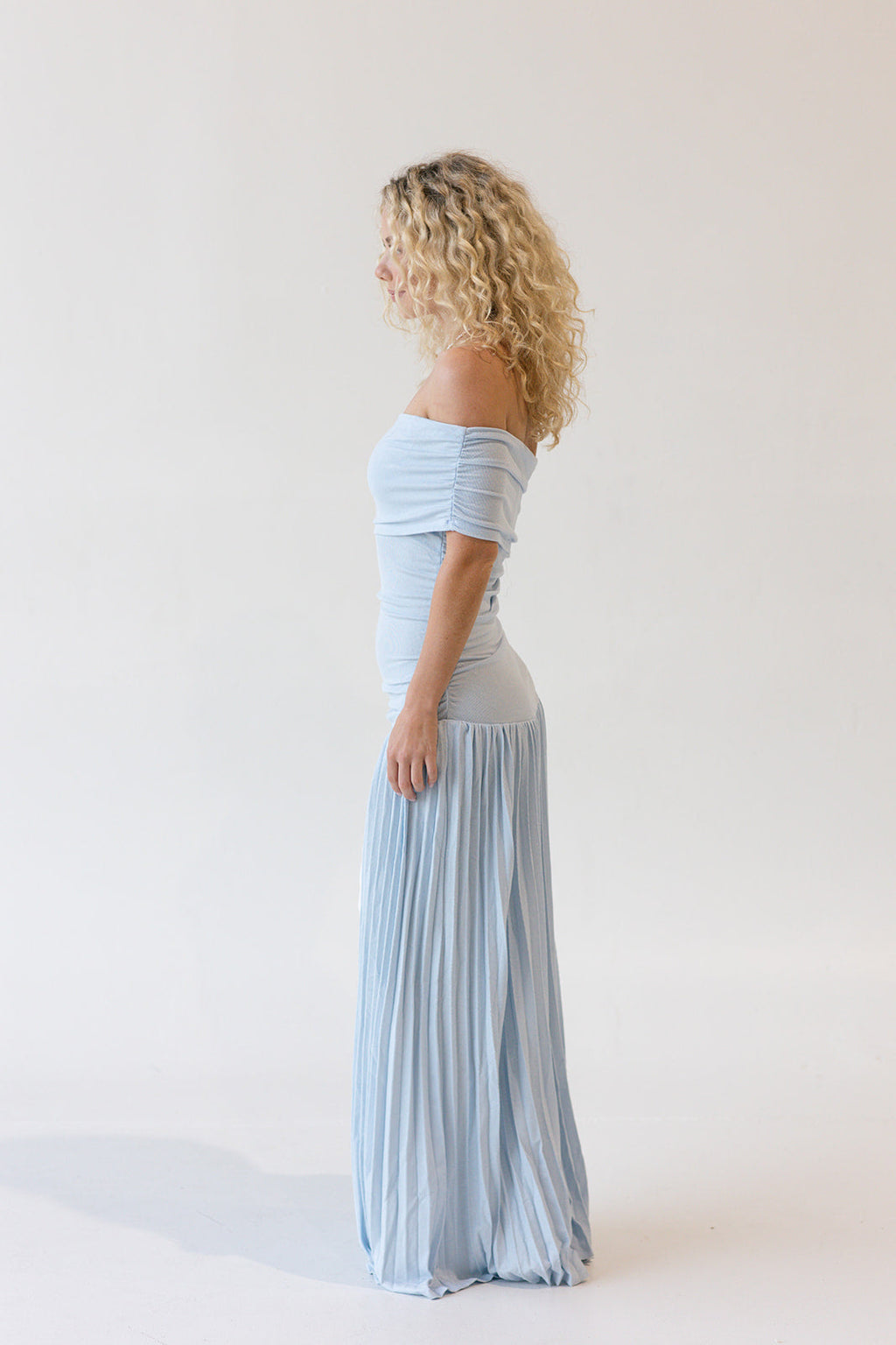 Sara Strapless Drop Waist Maxi Dress - Blue