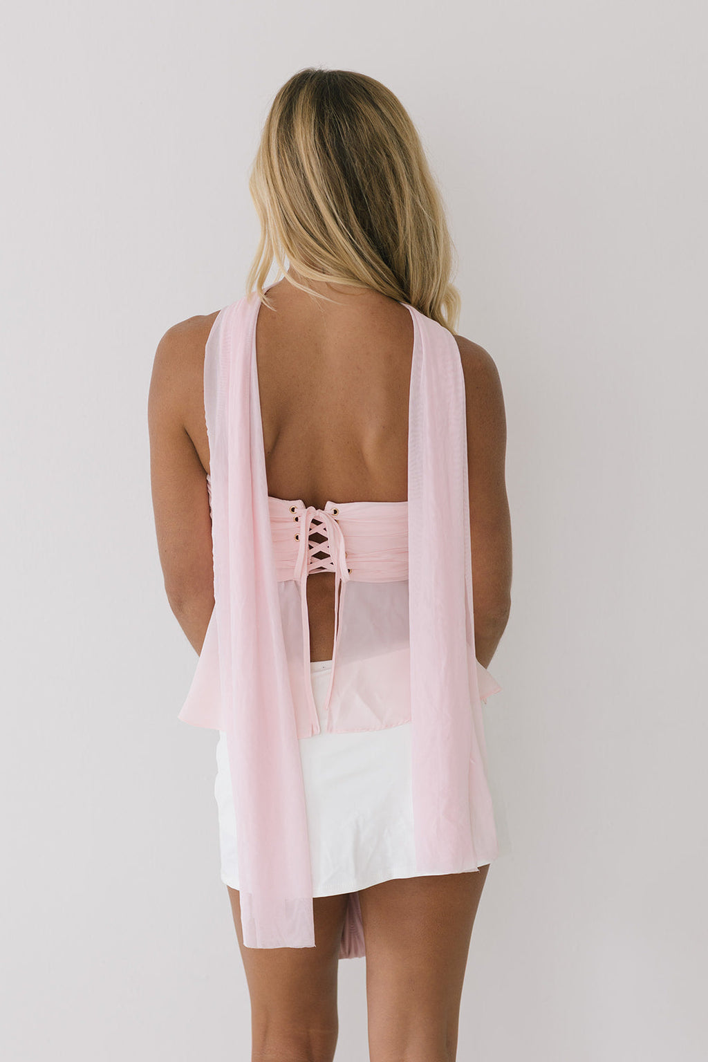 Maria Strapless Scarf Top - Baby Pink