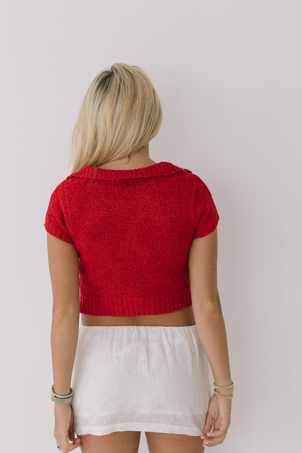 Ansley Knit Crop Top - Red