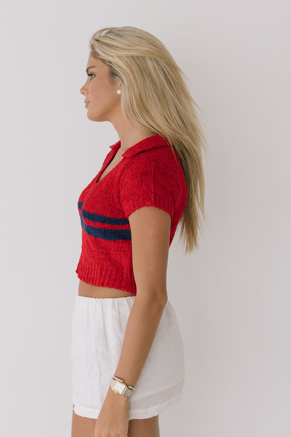 Ansley Knit Crop Top - Red