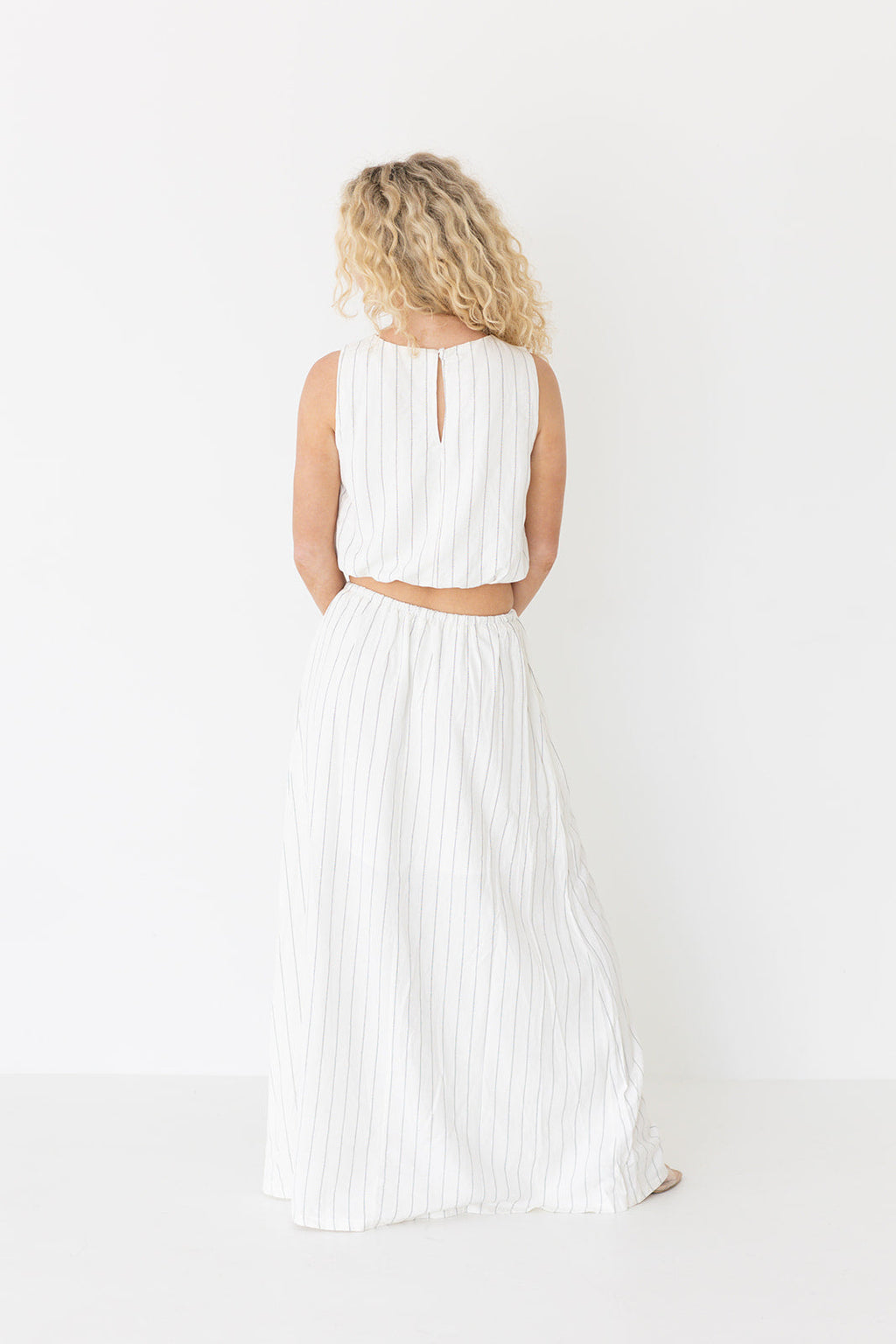 Dorie Bubble Top and Skirt Set - Off White/Black