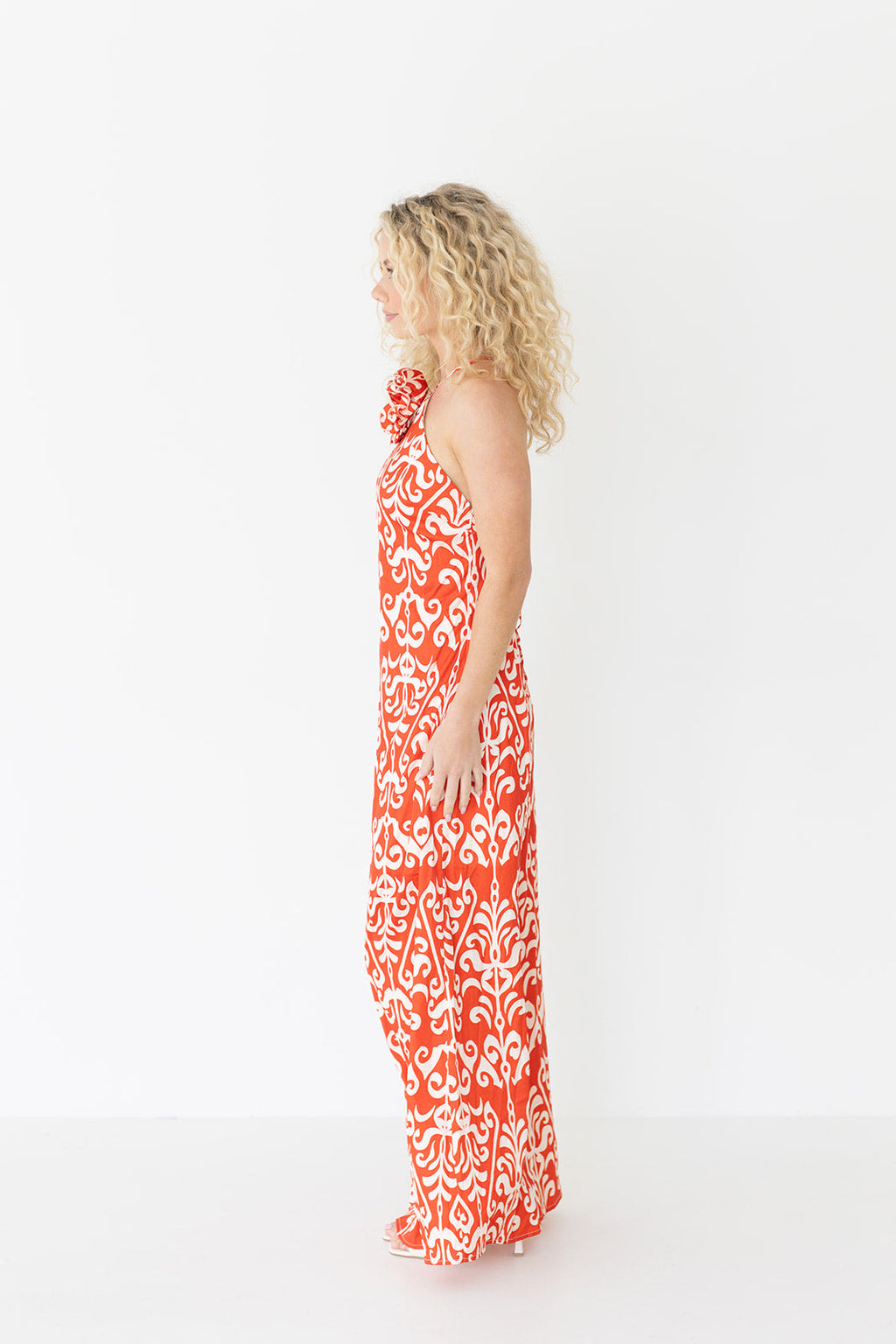 Kate Floral Maxi Dress - Cream/Red