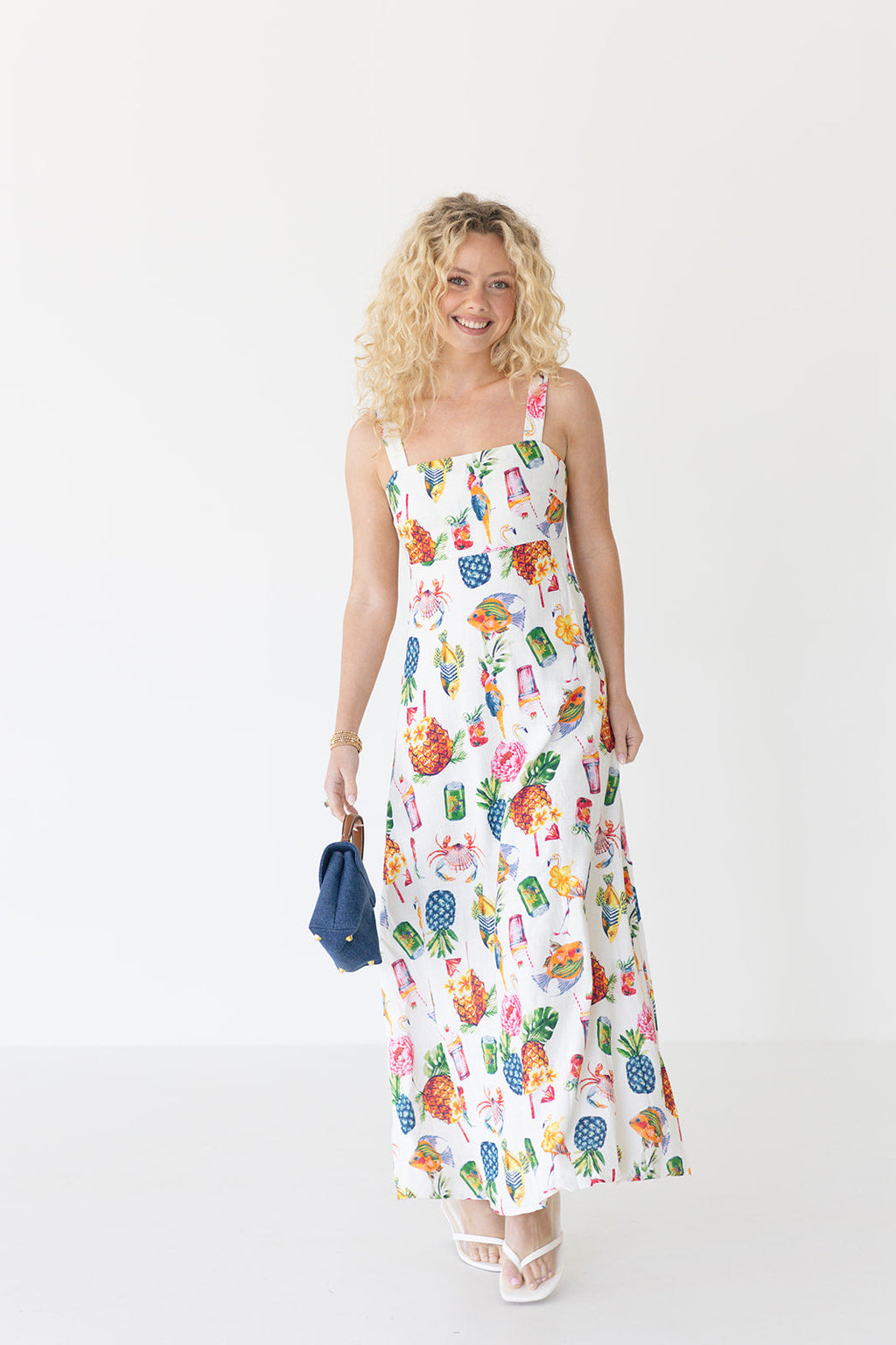 Lola Square Neck Maxi Dress - Cream