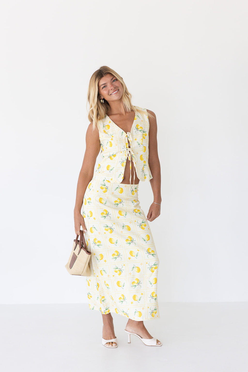 Soleil Lemon Top and Skirt Set - Lemon