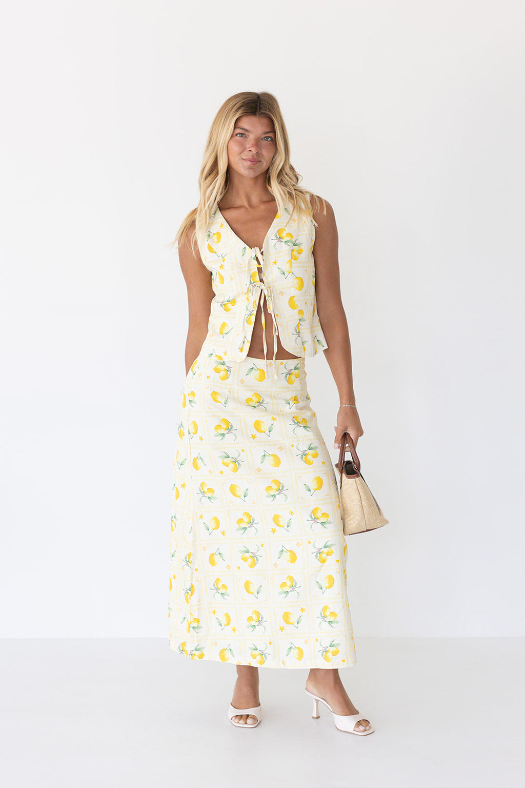 Soleil Lemon Top and Skirt Set - Lemon