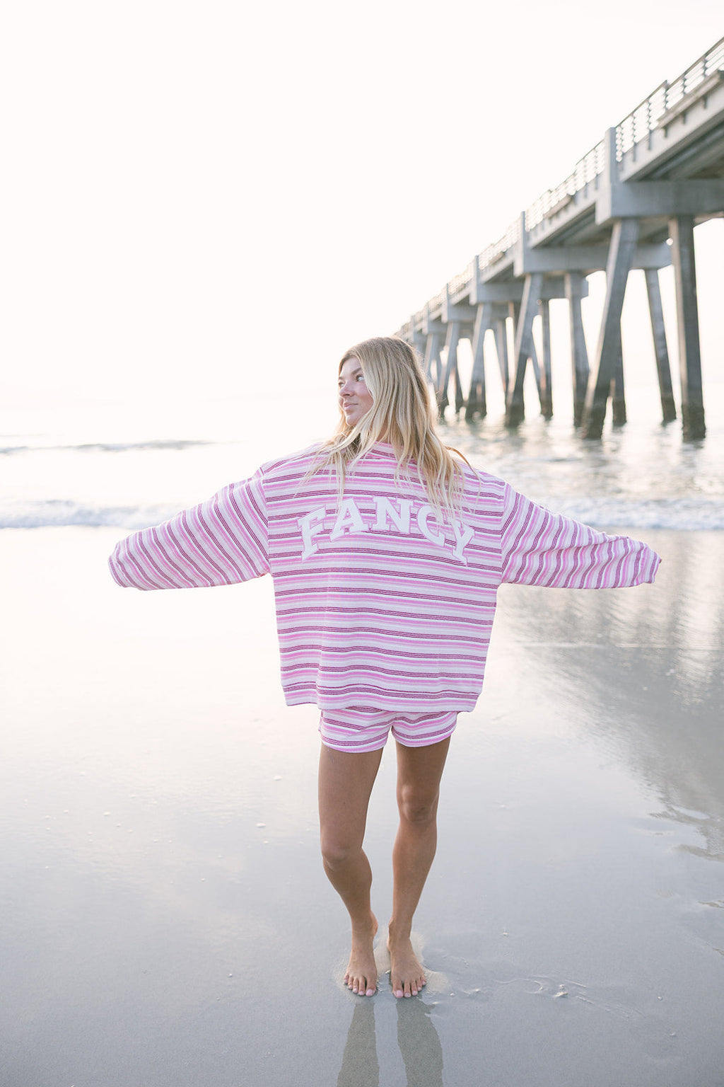 Fancy Oversized Towel Terry Mockneck - Magenta