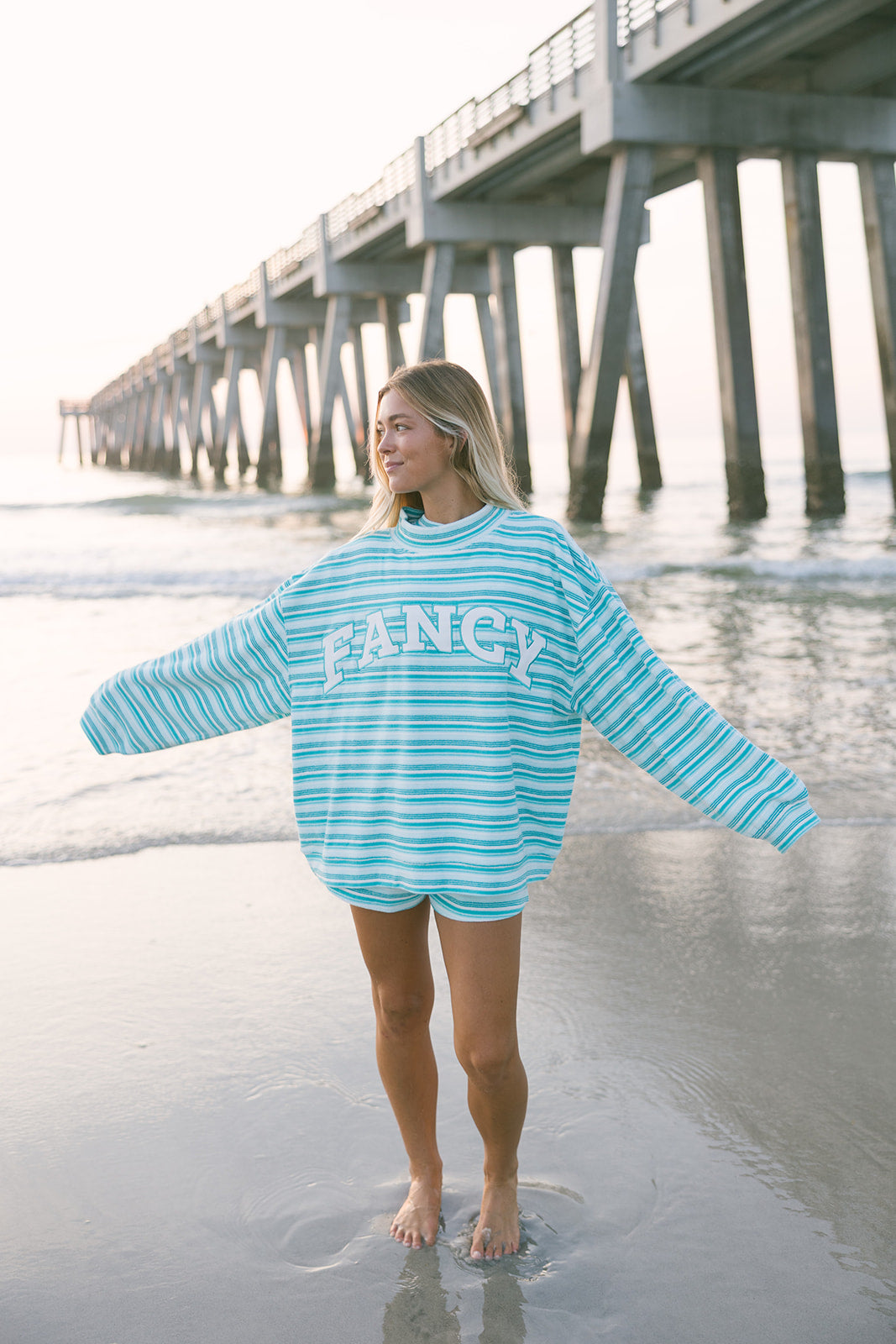 Fancy Oversized Towel Terry Mockneck - Seafoam