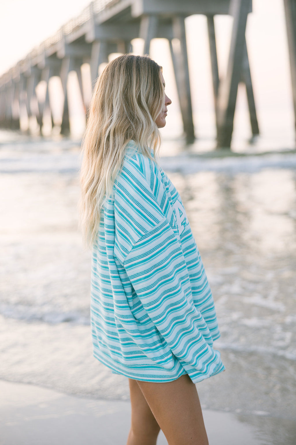 Fancy Oversized Towel Terry Mockneck - Seafoam
