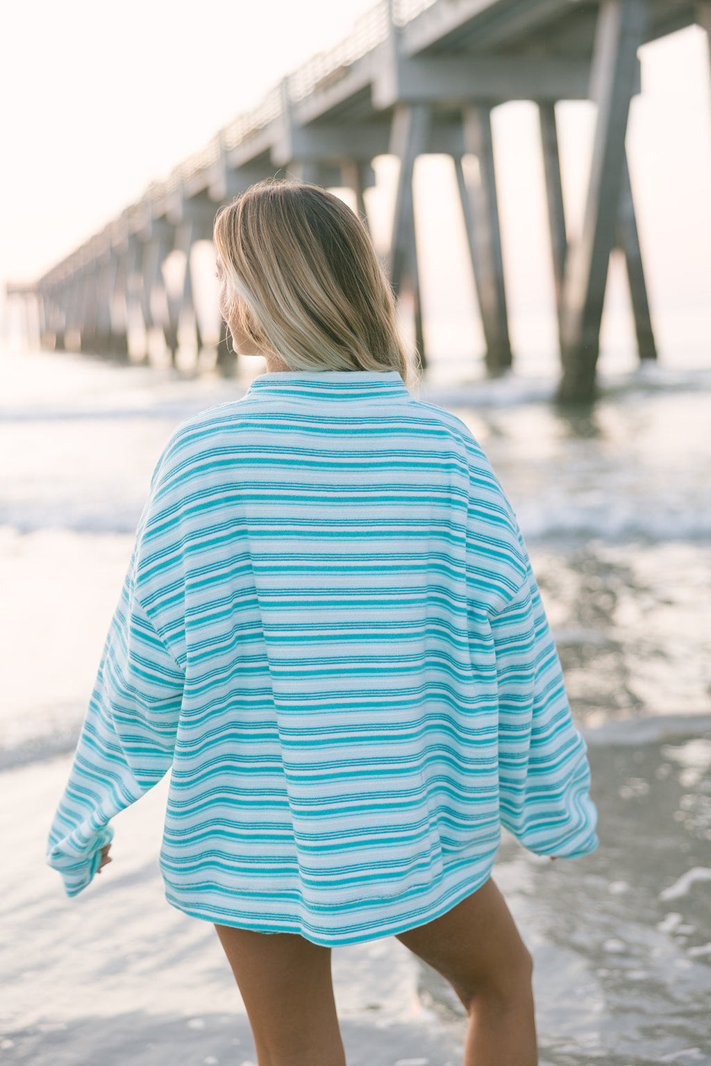 Fancy Oversized Towel Terry Mockneck - Seafoam