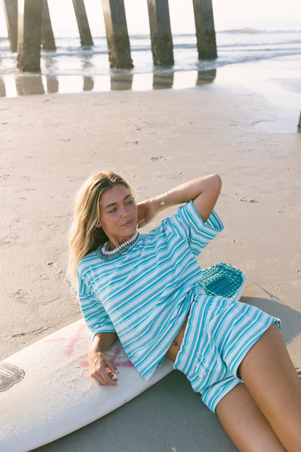 Fancy Oversized Towel Terry Top - Seafoam