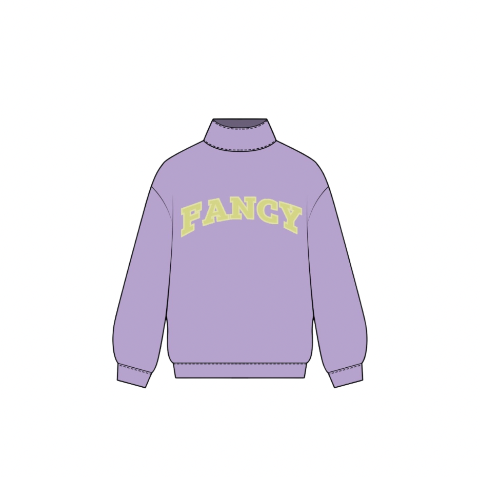 Fancy Oversized Fleece Lined Mockneck - Lilac/Pastel Yellow