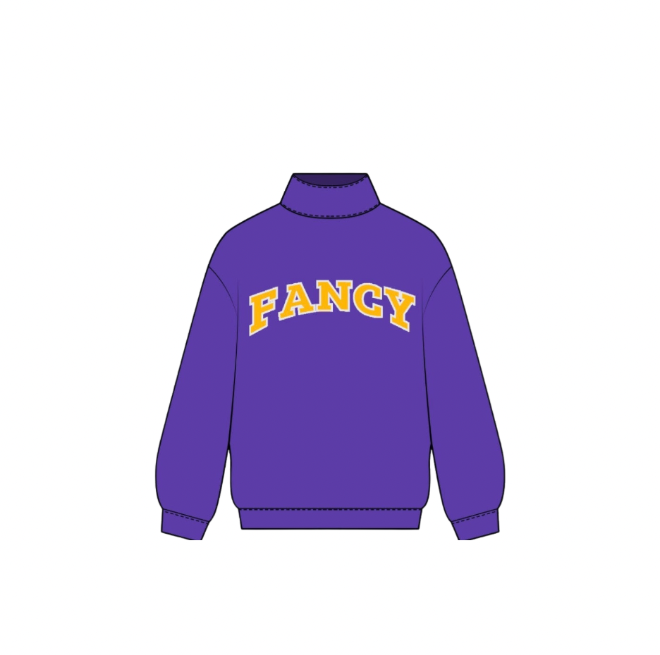Fancy Oversized Terry Mockneck - Purple/Gold