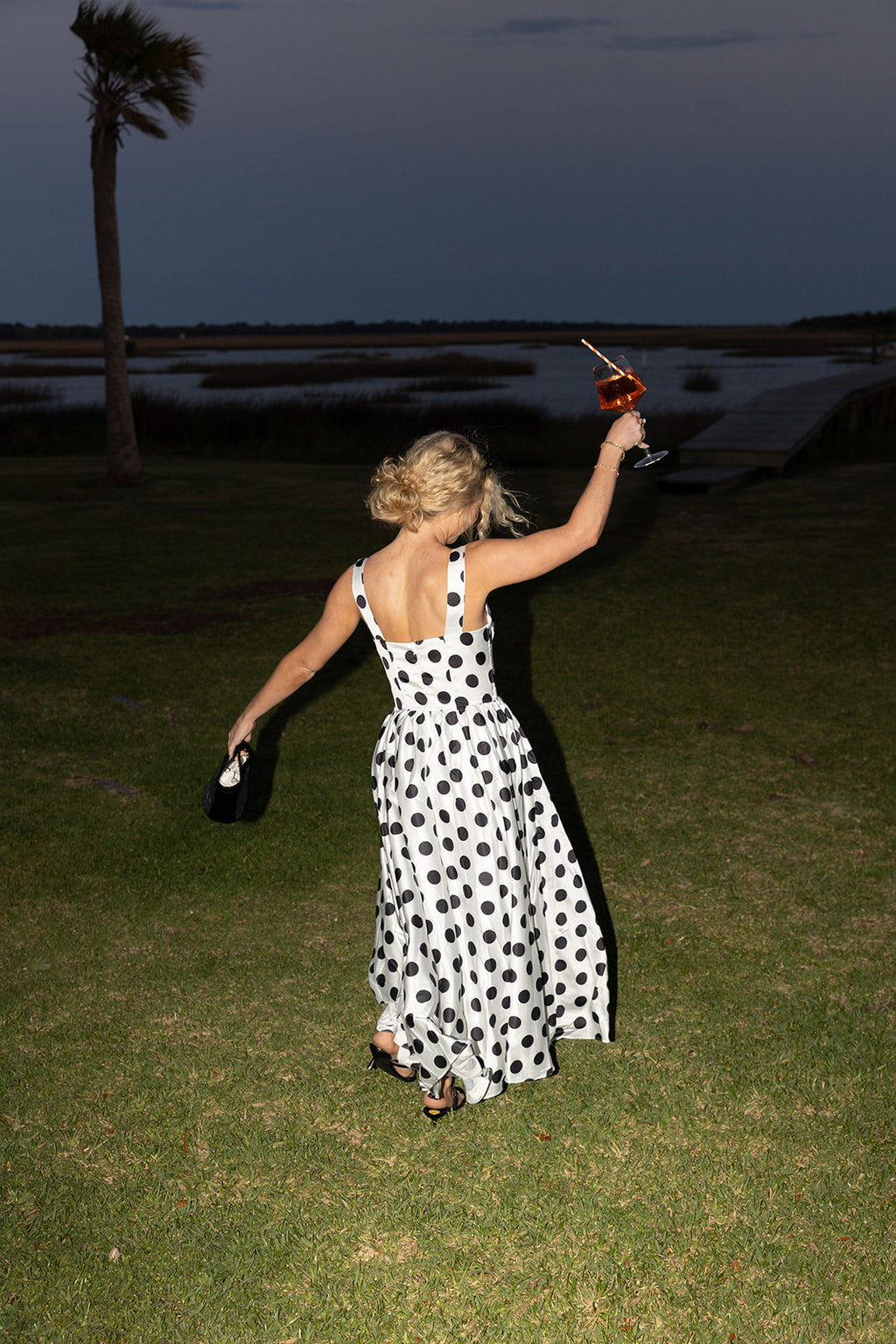 Raven Sweetheart Polka Dot Midi Dress - White