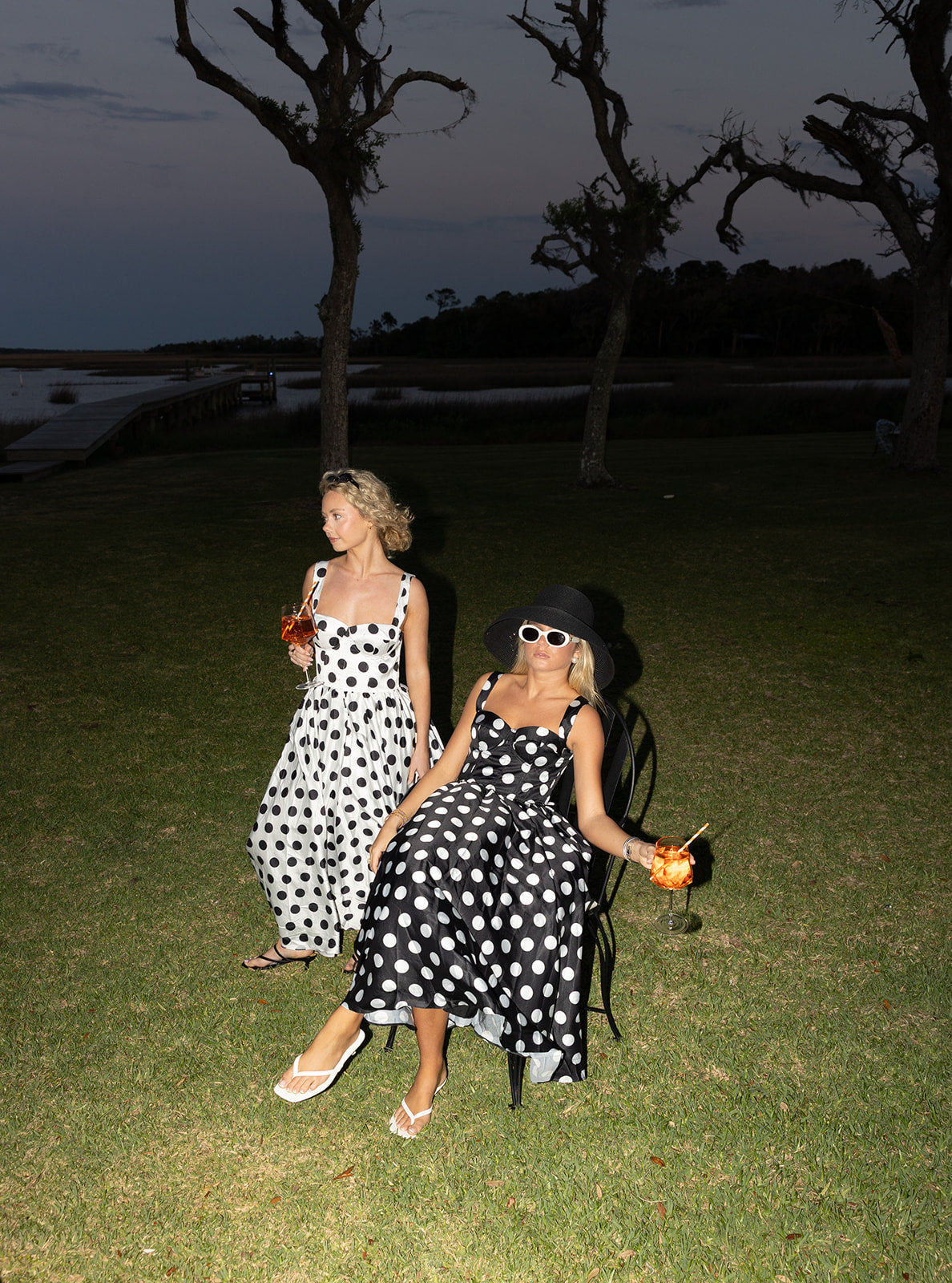 Aurora  Sweetheart Polka Dot Midi Dress - Black