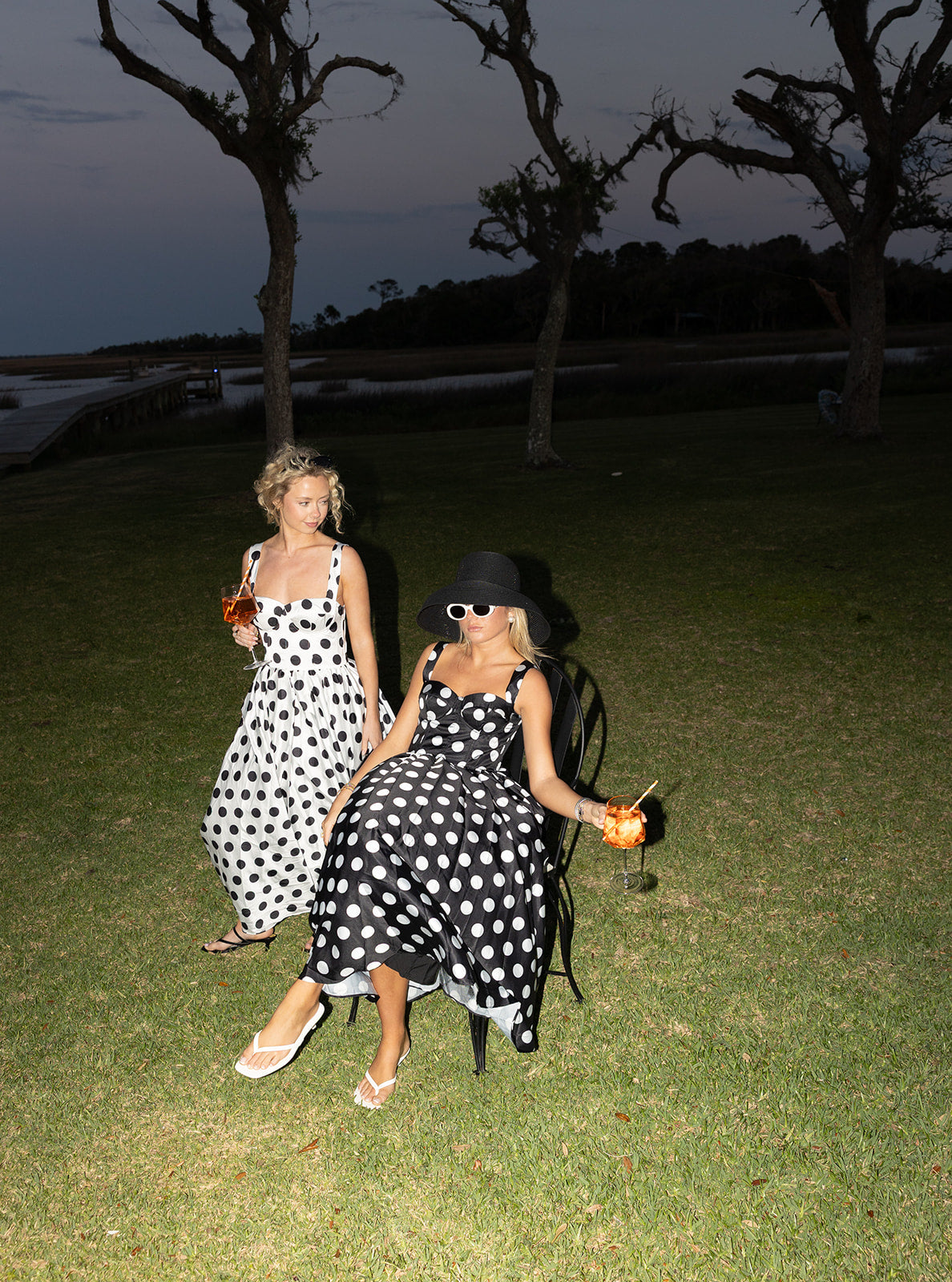 Raven Sweetheart Polka Dot Midi Dress - White