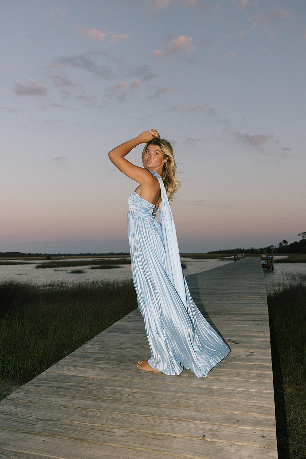 Adele Scarf Dress - Icy Blue