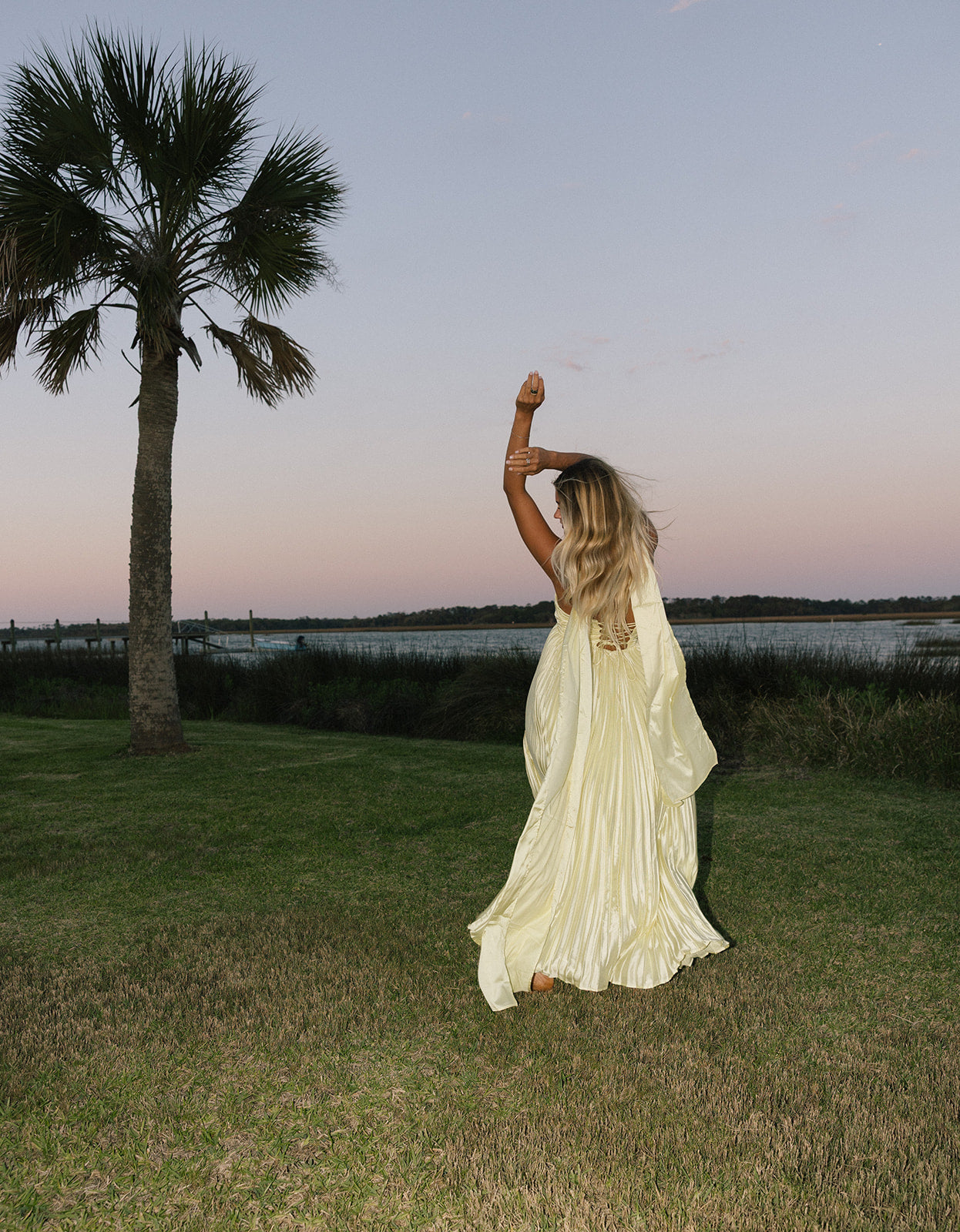 Serena Scarf Dress - Pale Yellow