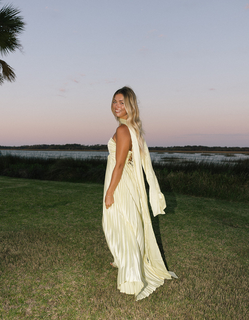 Serena Scarf Dress - Pale Yellow