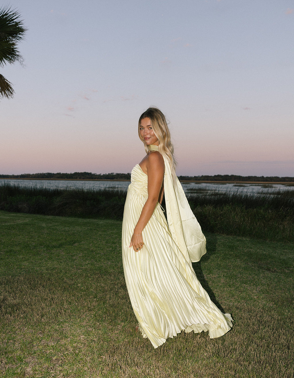 Serena Scarf Dress - Pale Yellow