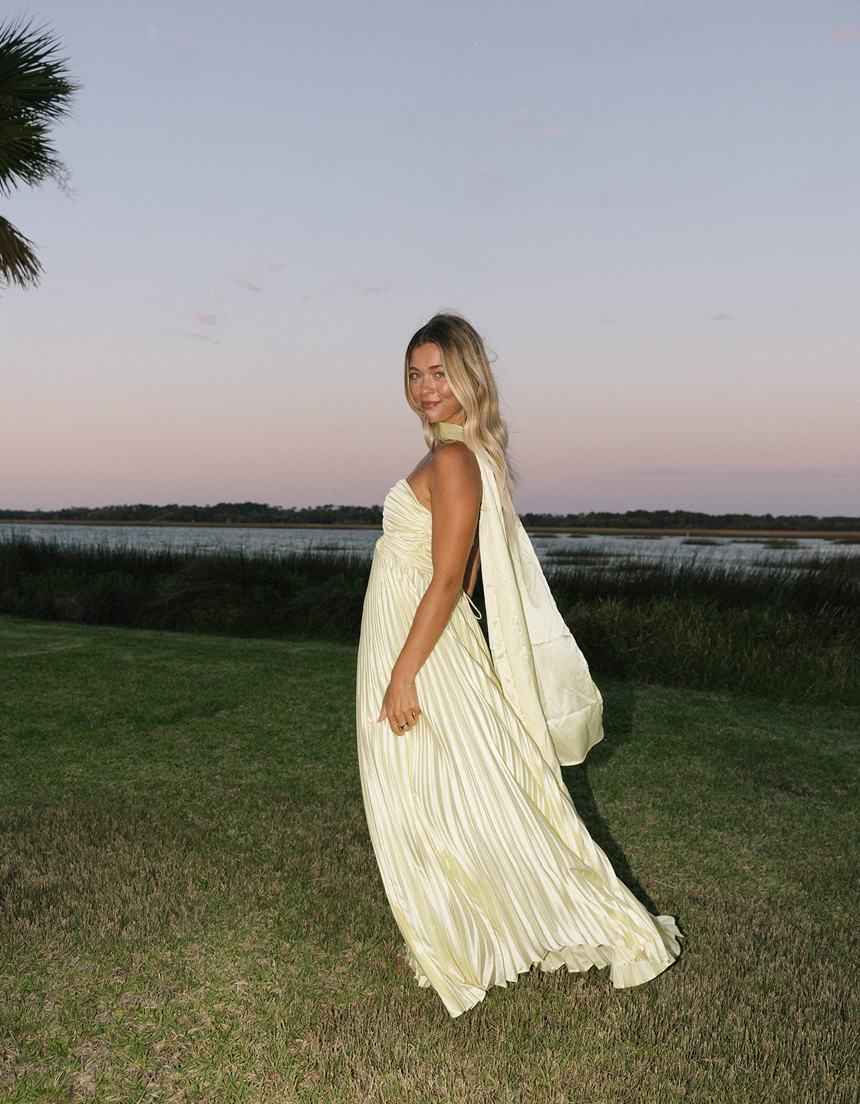 Serena Scarf Dress - Pale Yellow