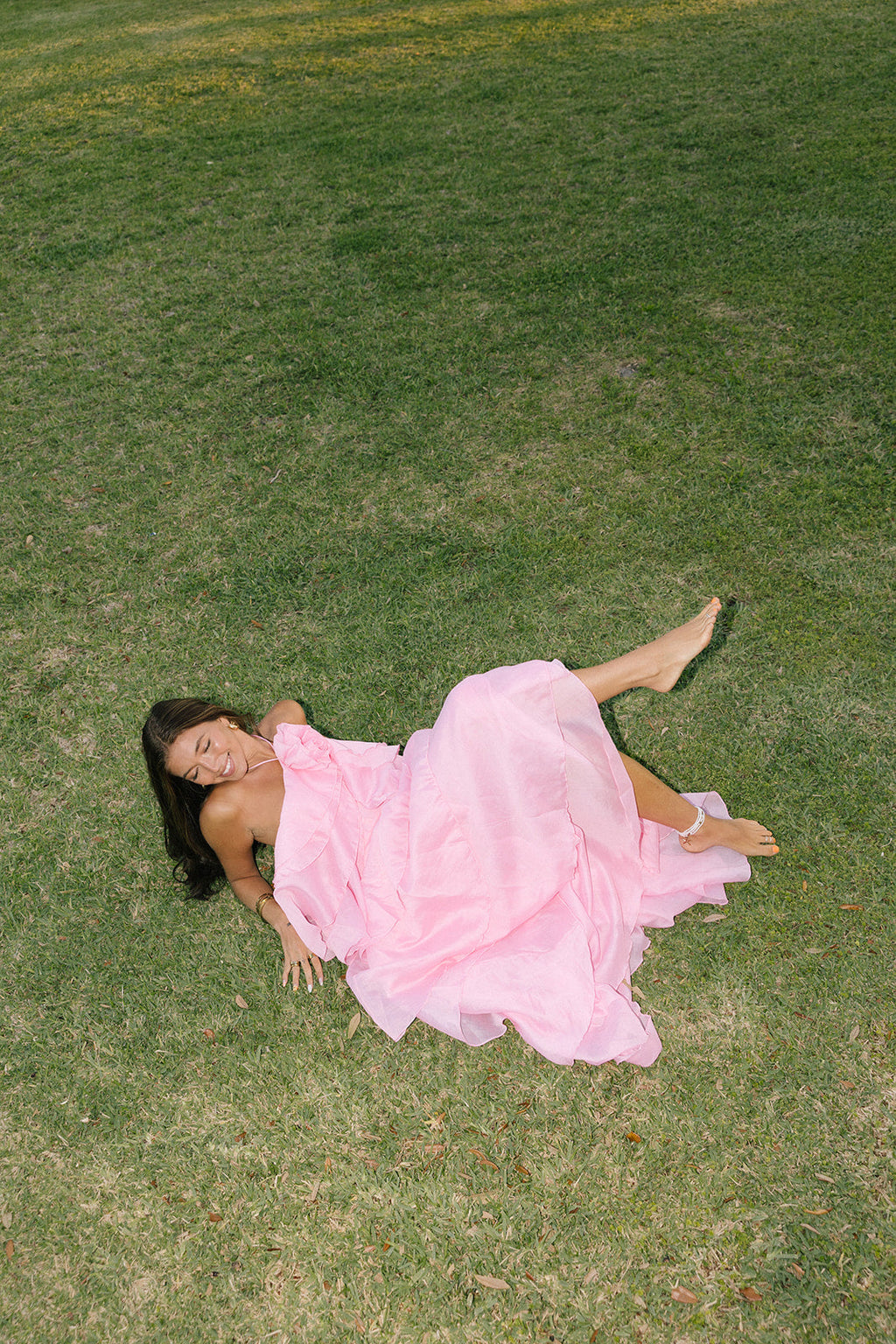 Arabella Floral Ruffle Maxi Dress - Pink