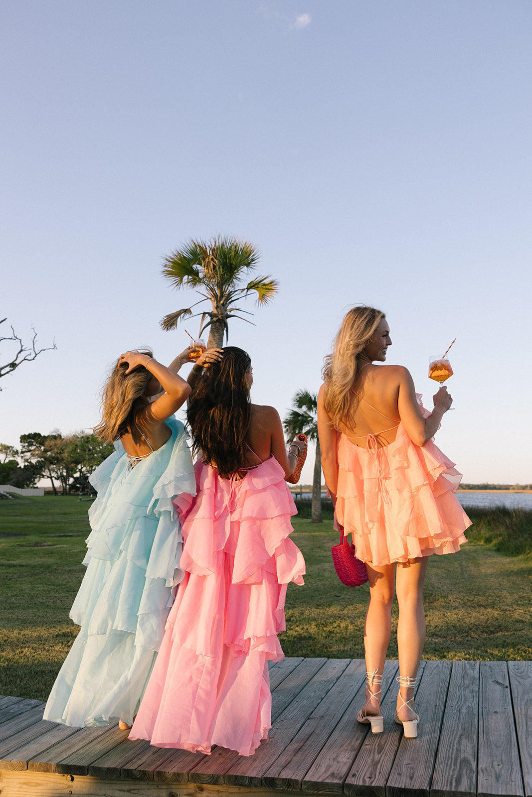 Camellia Floral Ruffle Maxi Dress - Aqua