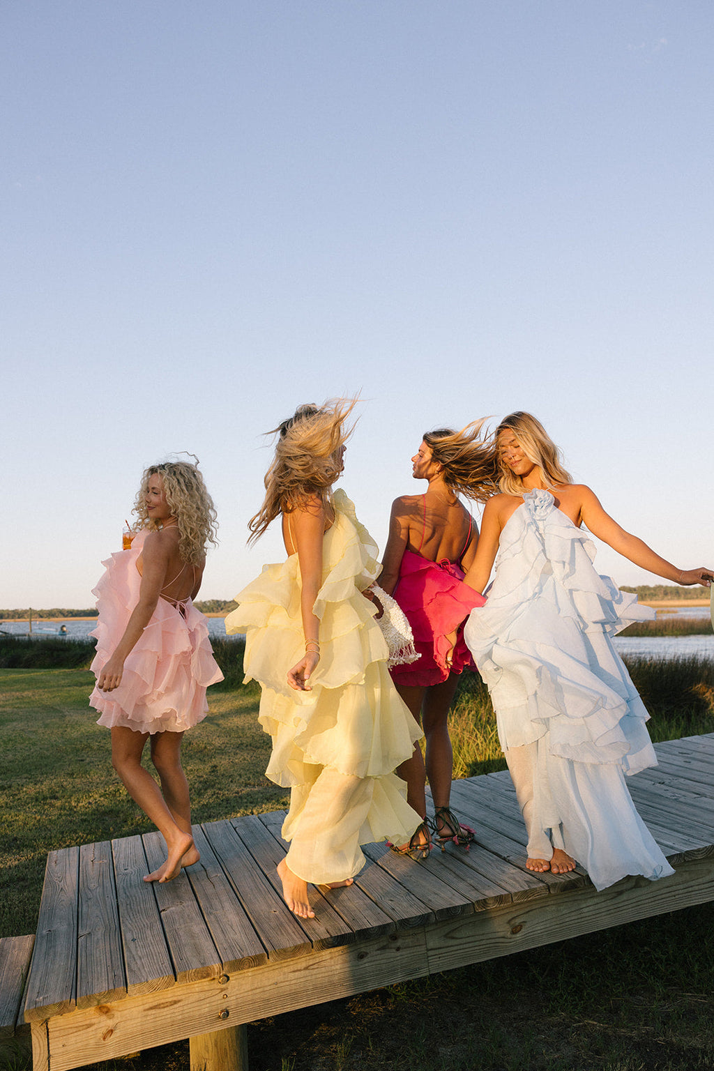 Dahlia Floral Ruffle Maxi Dress - Yellow