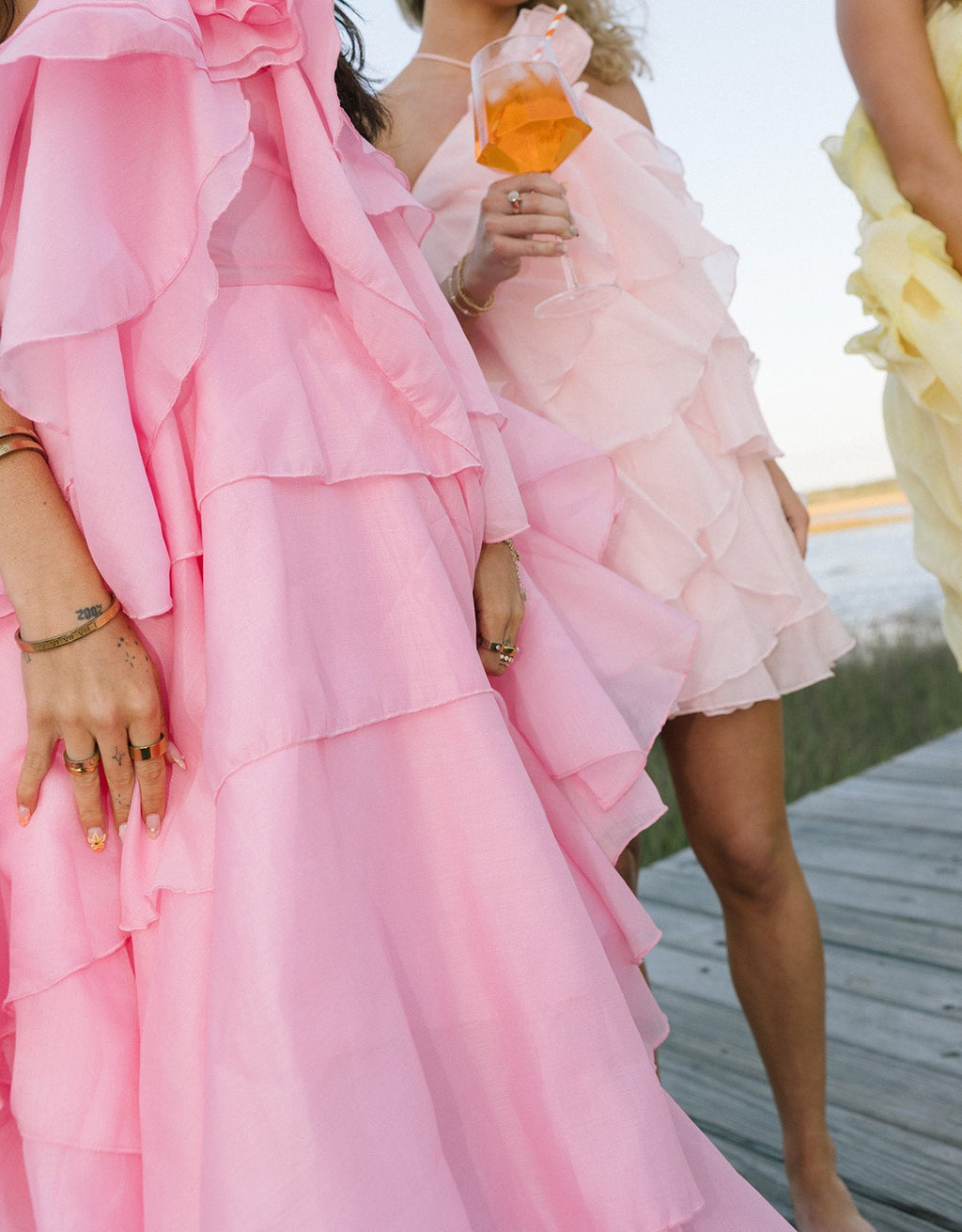 Arabella Floral Ruffle Maxi Dress - Pink