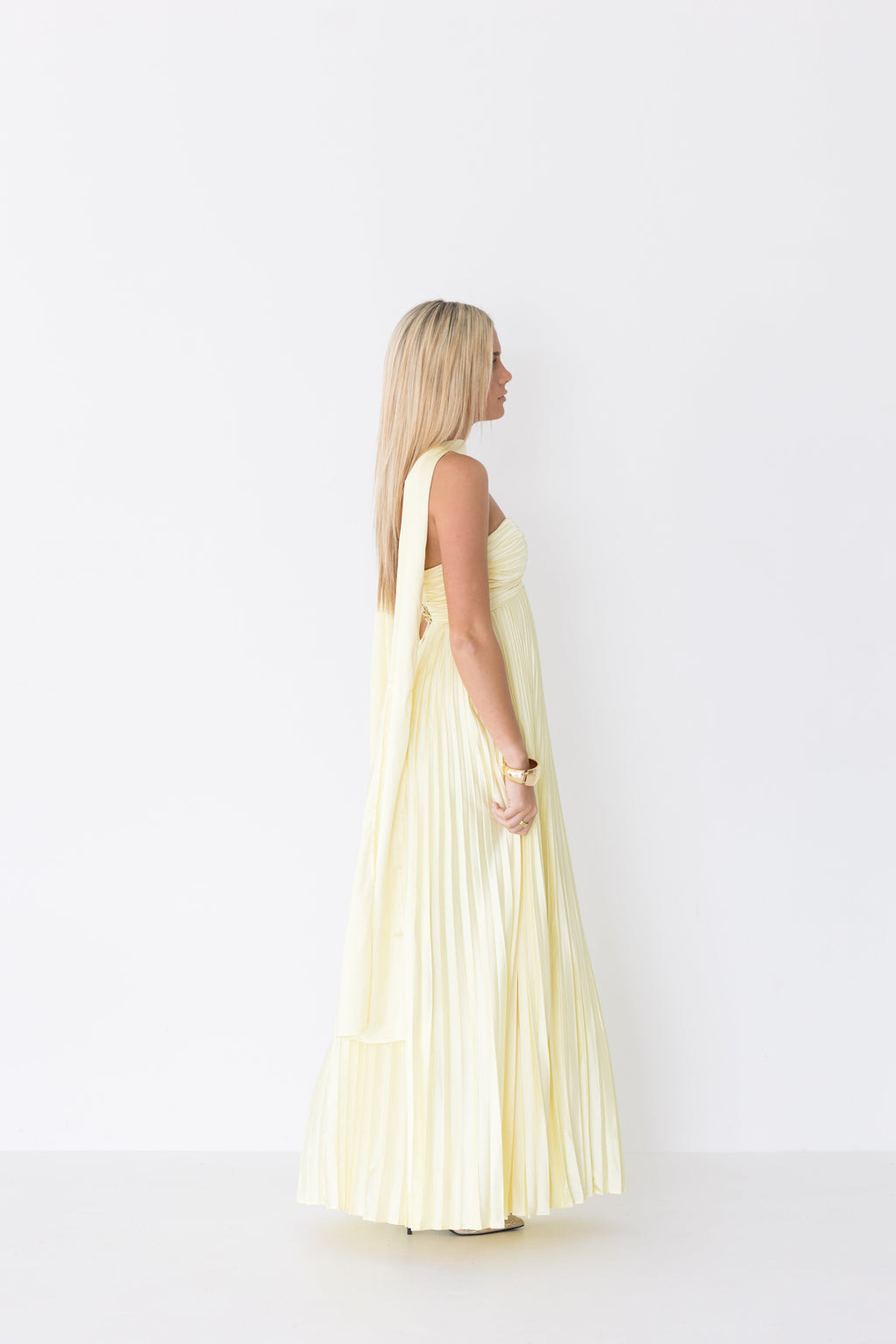 Serena Scarf Dress - Pale Yellow