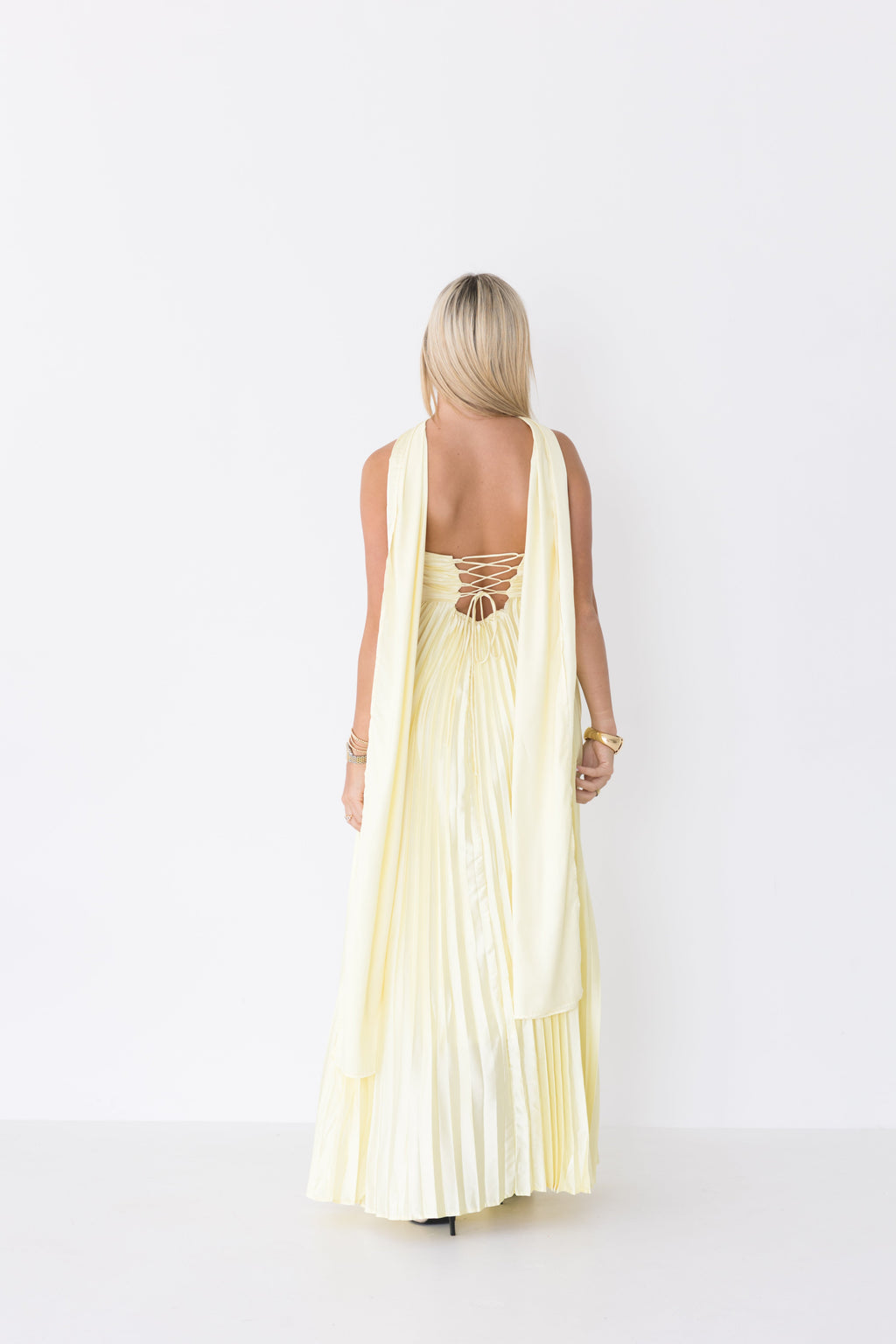 Serena Scarf Dress - Pale Yellow