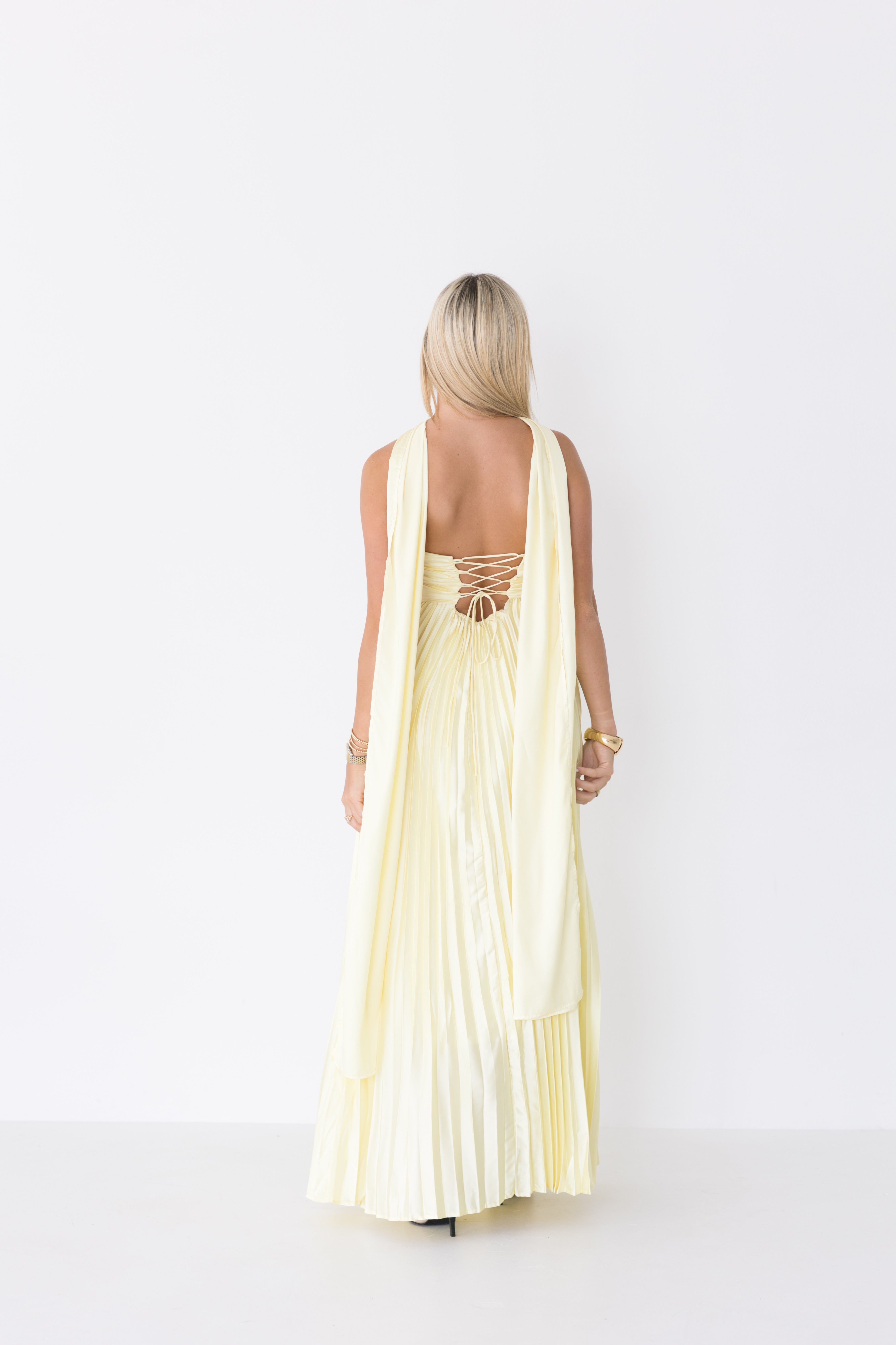 Serena Scarf Dress - Pale Yellow