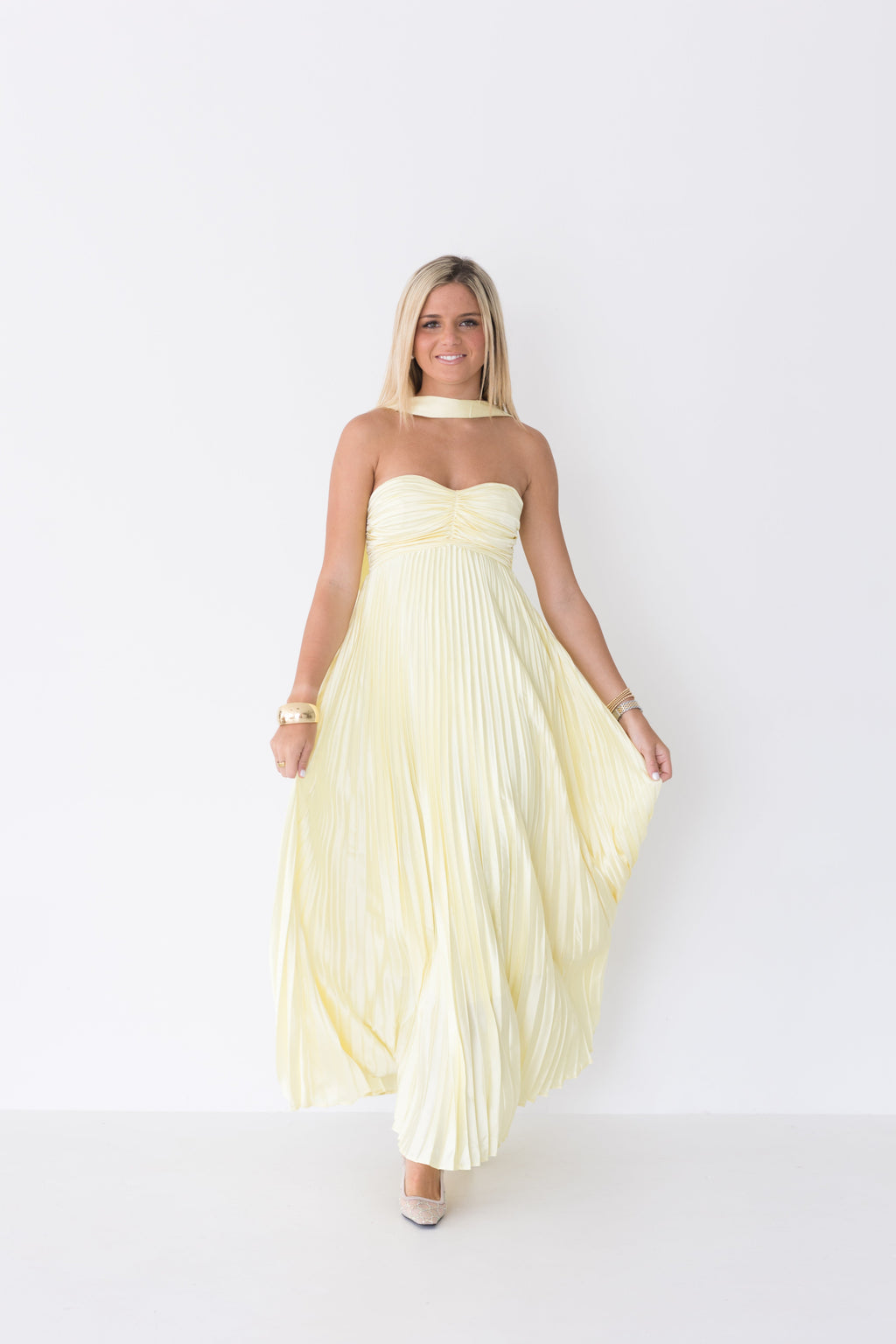 Serena Scarf Dress - Pale Yellow