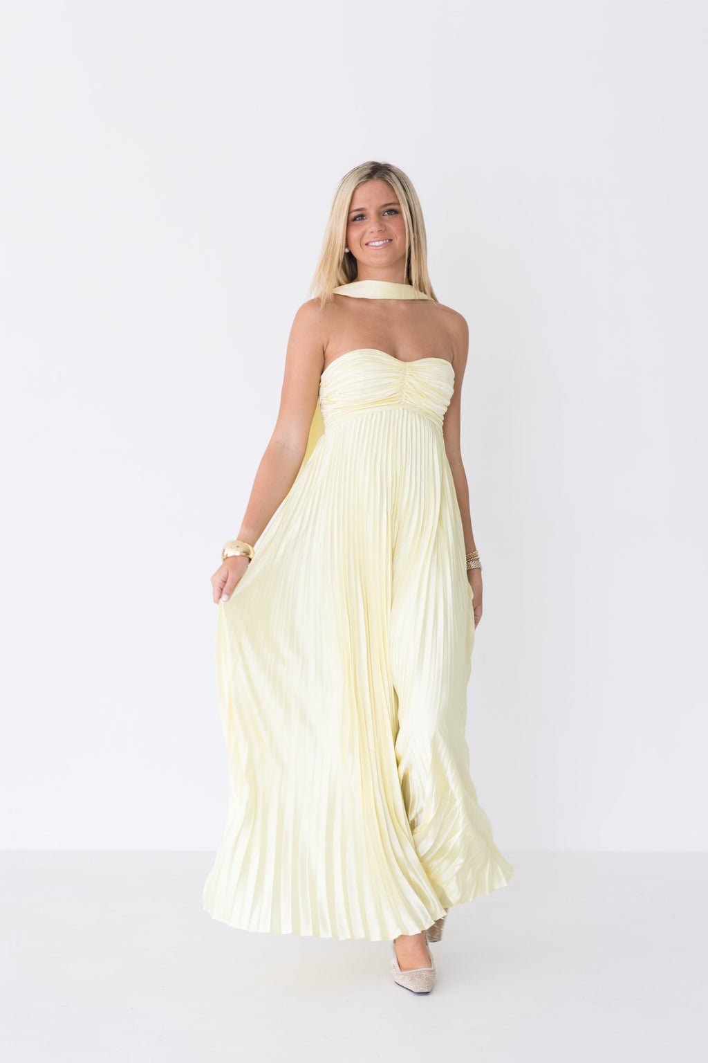 Serena Scarf Dress - Pale Yellow