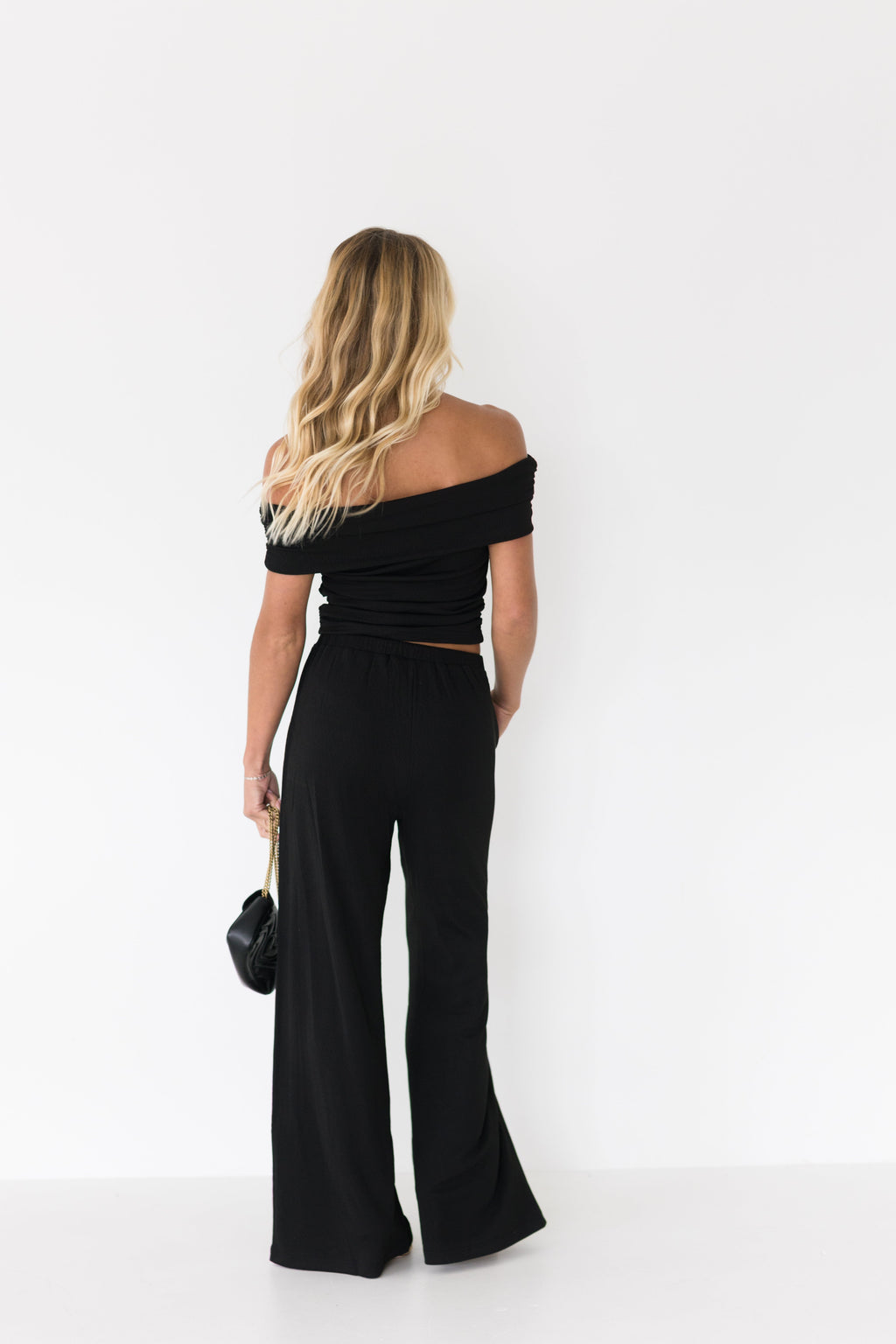Sarah Off The Shoulder and Pants Set - Black