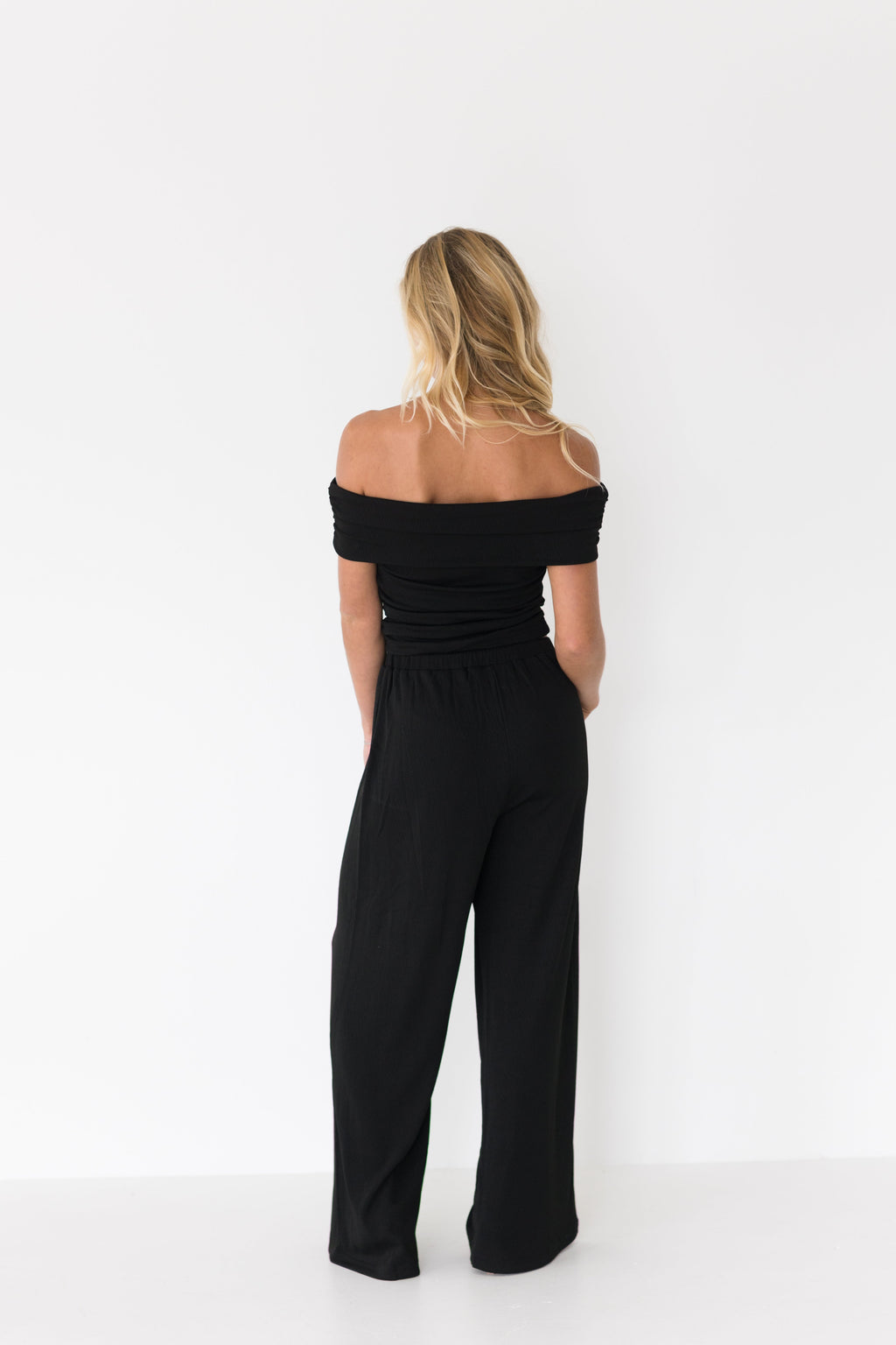 Sarah Off The Shoulder and Pants Set - Black
