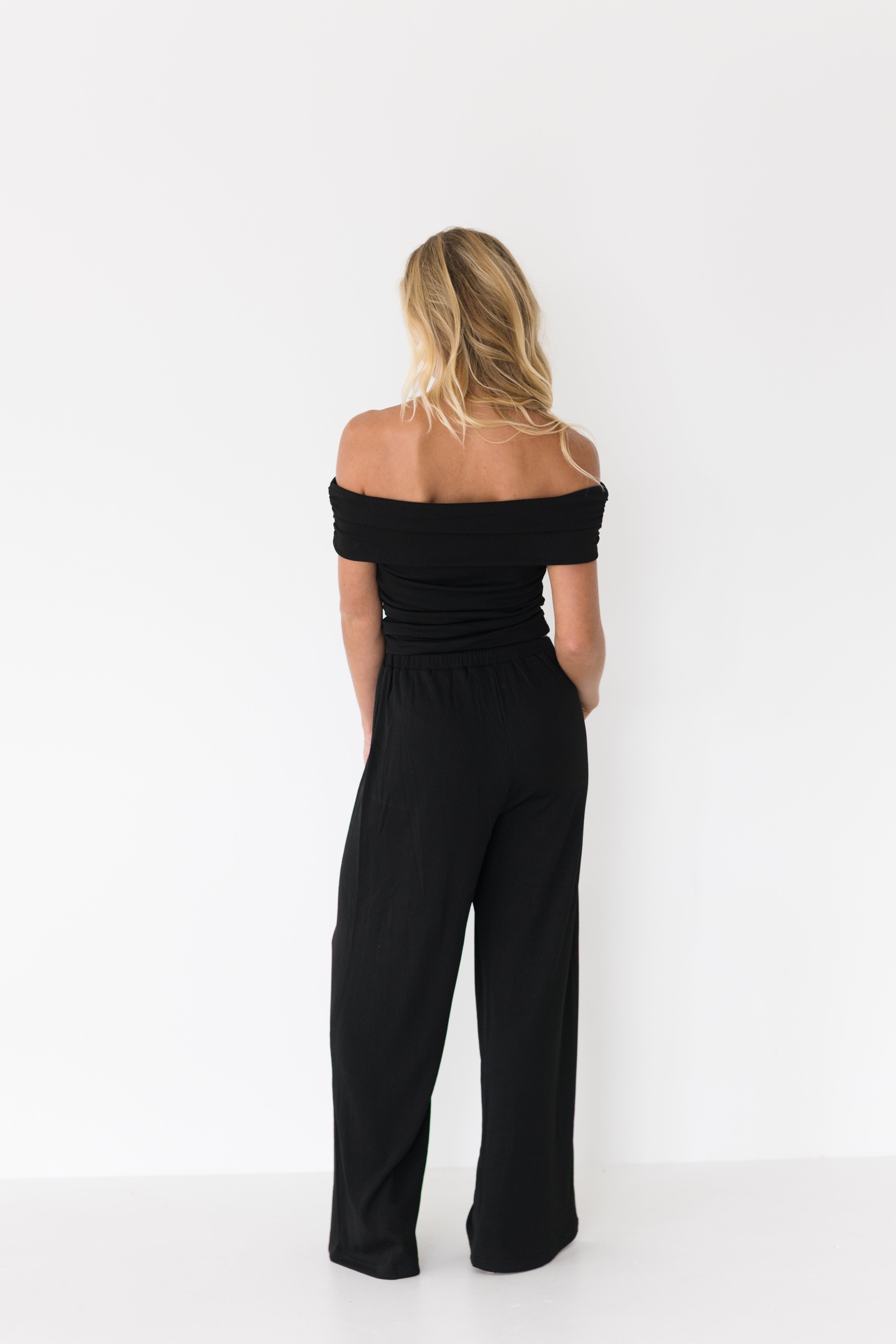 Sarah Off The Shoulder and Pants Set - Black
