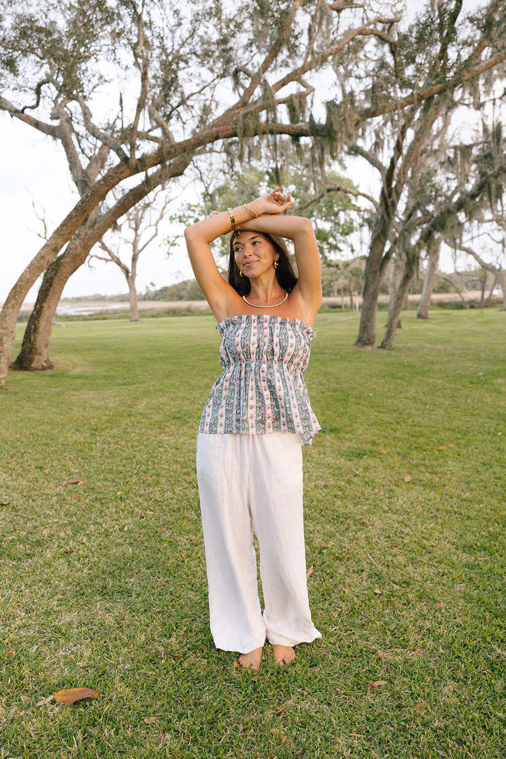 Kamie Strapless Top - Teal/Pink