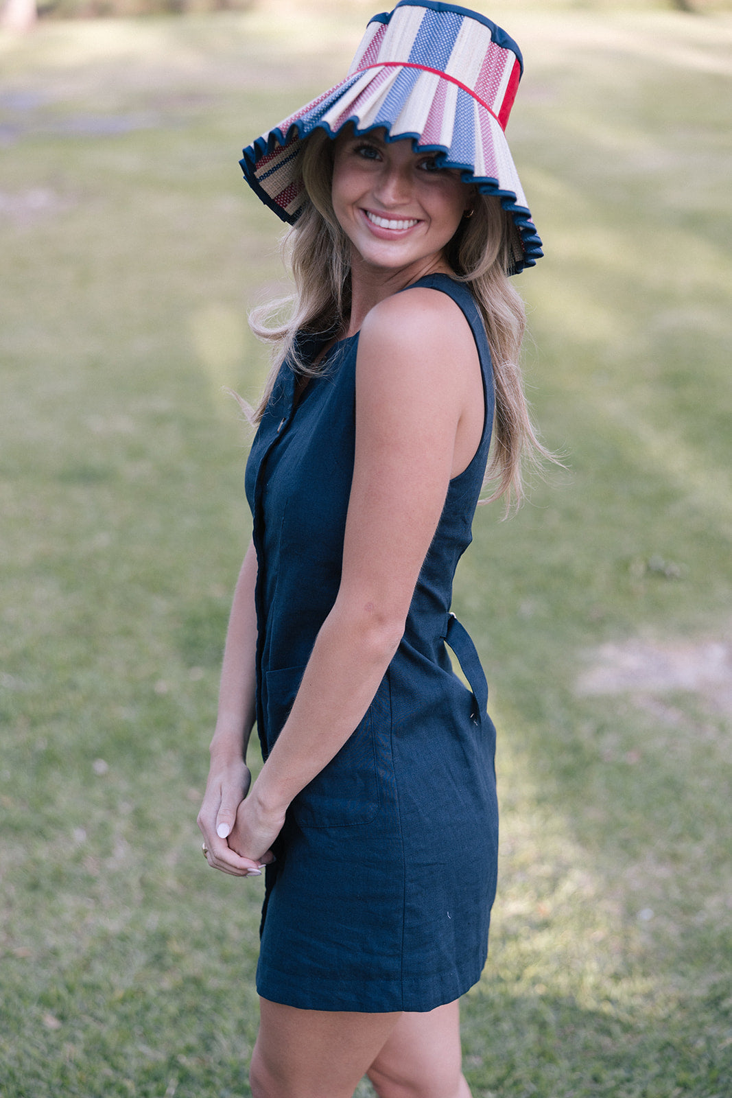 Scarlett Button Dress - Navy