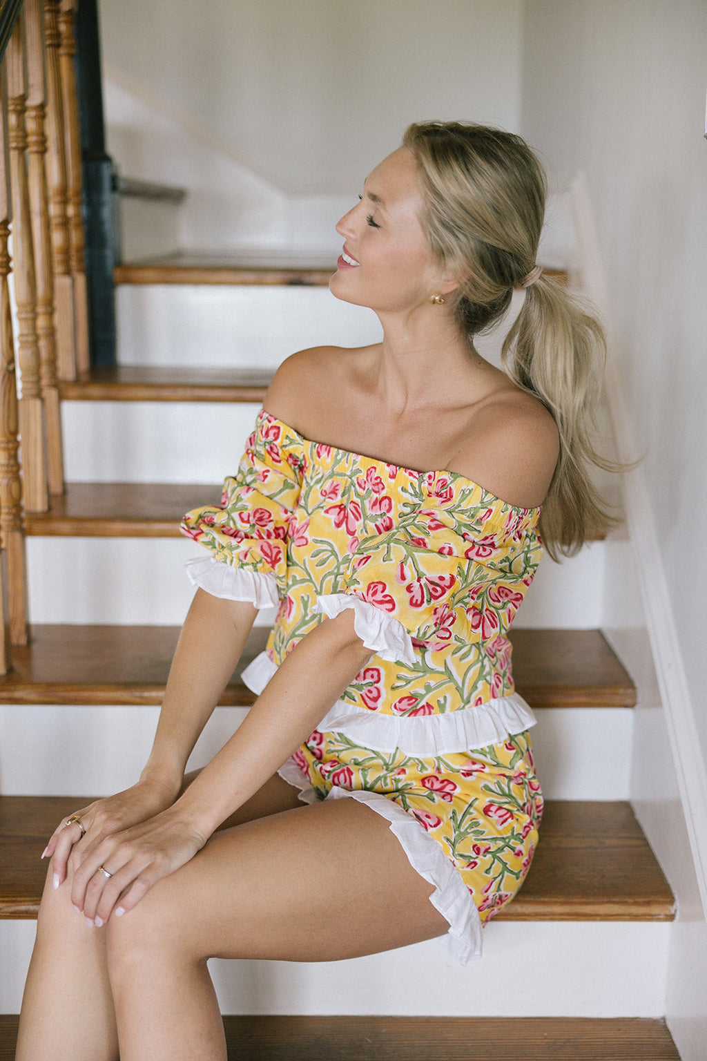 Elanor Ruffle Trim Set - Yellow/Pink