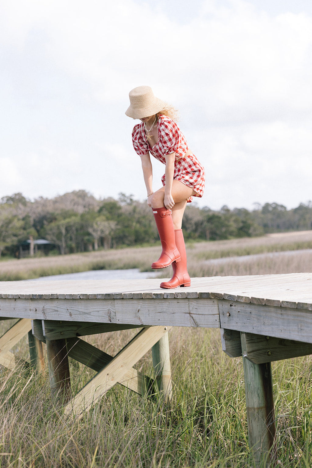 Tia Gingham Shorts - Red