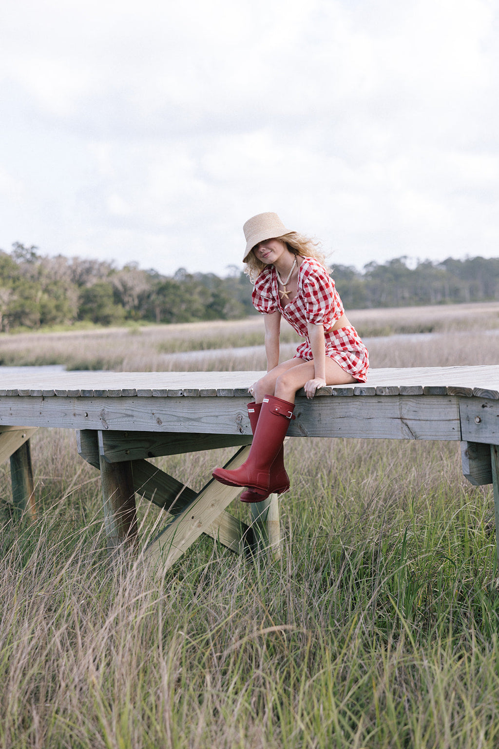 Tia Gingham Shorts - Red